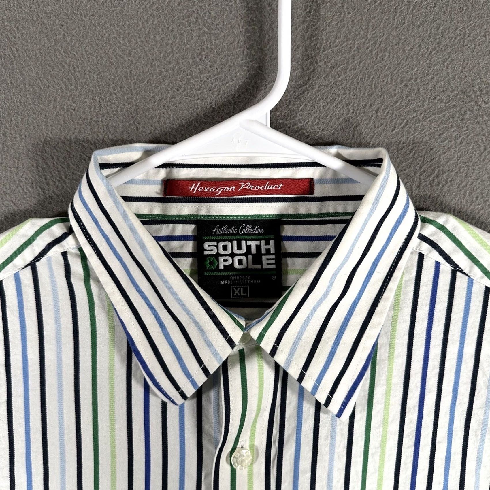Southpole Southpole Shirt Mens XL White Green Striped Long Sleeve Button Up Preppy Color: White Pattern: Striped Size US XL / EU 56 / 4 - 3 Thumbnail