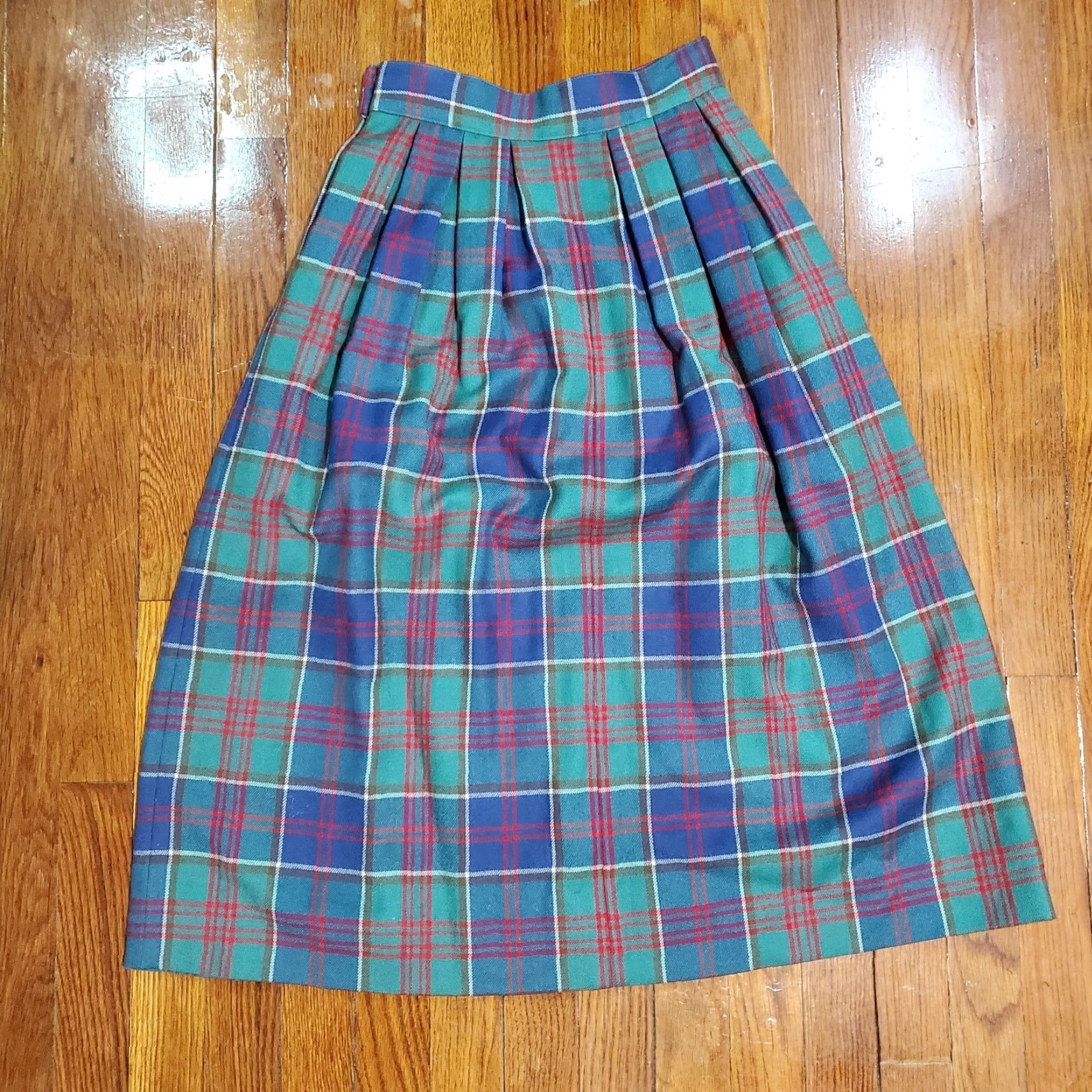 Vintage VINTAGE J.G. Hook Green Blue Plaid Preppy Ducks A-Line Skirt Size 4 Women/Adult? Size 27" / US 4 / IT 40 - 7 Thumbnail