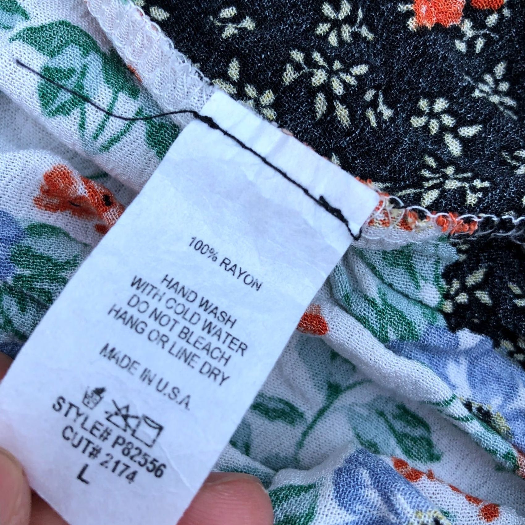 Vintage BLUE BUTTERCUP Floral Jumpsuit Women's LG Ruffle Sleeve USA Rayon Wide Leg Size 36" / US 14 / IT 50 - 6 Thumbnail