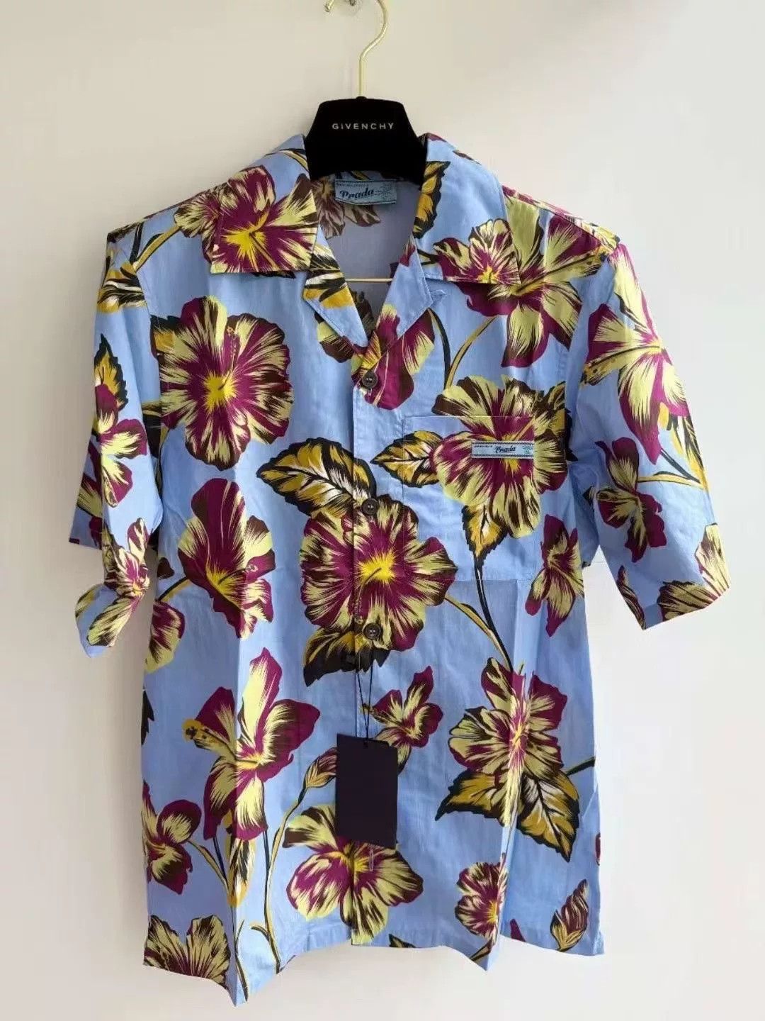 Prada Prada Floral Short-Sleeve Shirt with Logo Size US M / EU 48-50 / 2 - 1 Thumbnail