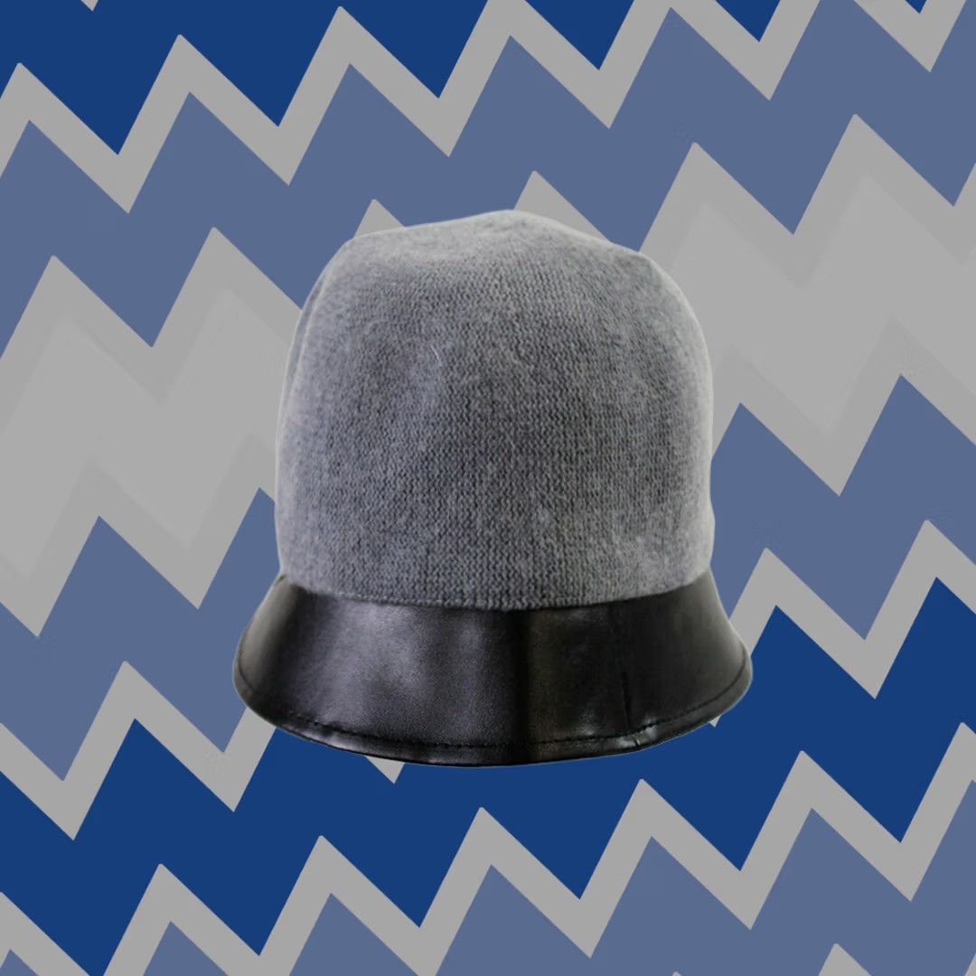 Vintage VINTAGE August Accessories Cloche Hat Gray One Size Wool Blend Faux-Leather Brim Women Mens? Size ONE SIZE - 1 Thumbnail