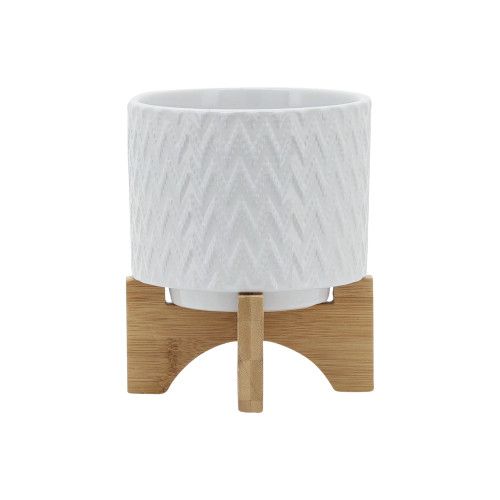 Designer × Homemade 5" CHEVRON PLANTER W/ STAND, WHITE Size US L / EU 52-54 / 3 - 3 Thumbnail