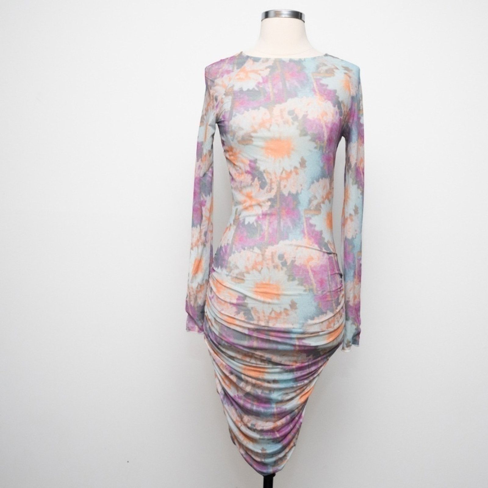 ROTATE Rotate. NWOT. Ulla Ruched Long Sleeve Dress Size XS / US 0-2 / IT 36-38 - 2 Thumbnail