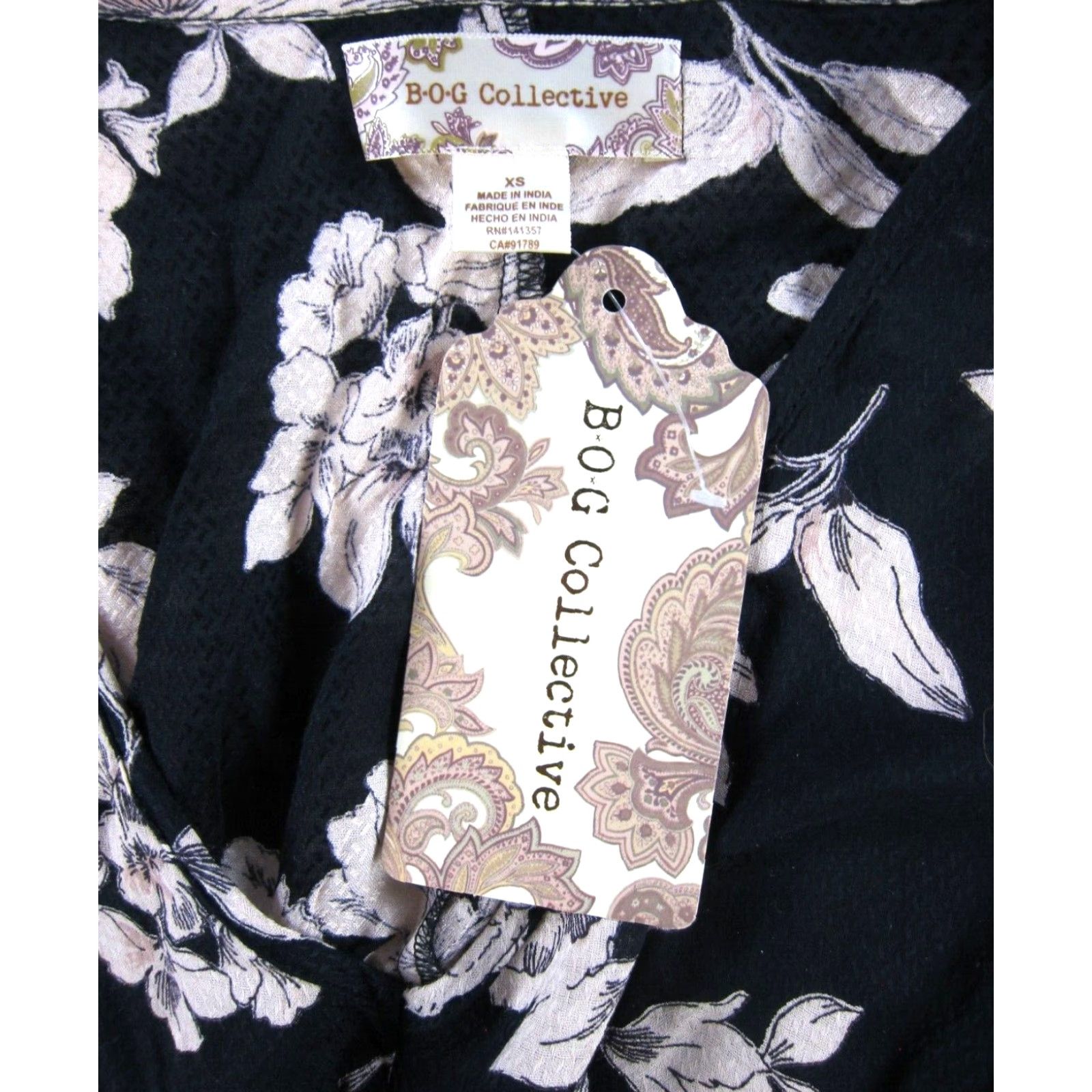 Vintage VINTAGE NWT B.O.G Collective Floral Blue Pink V-Neck Smock Peasant Blouse XS Size XS / US 0-2 / IT 36-38 - 3 Thumbnail