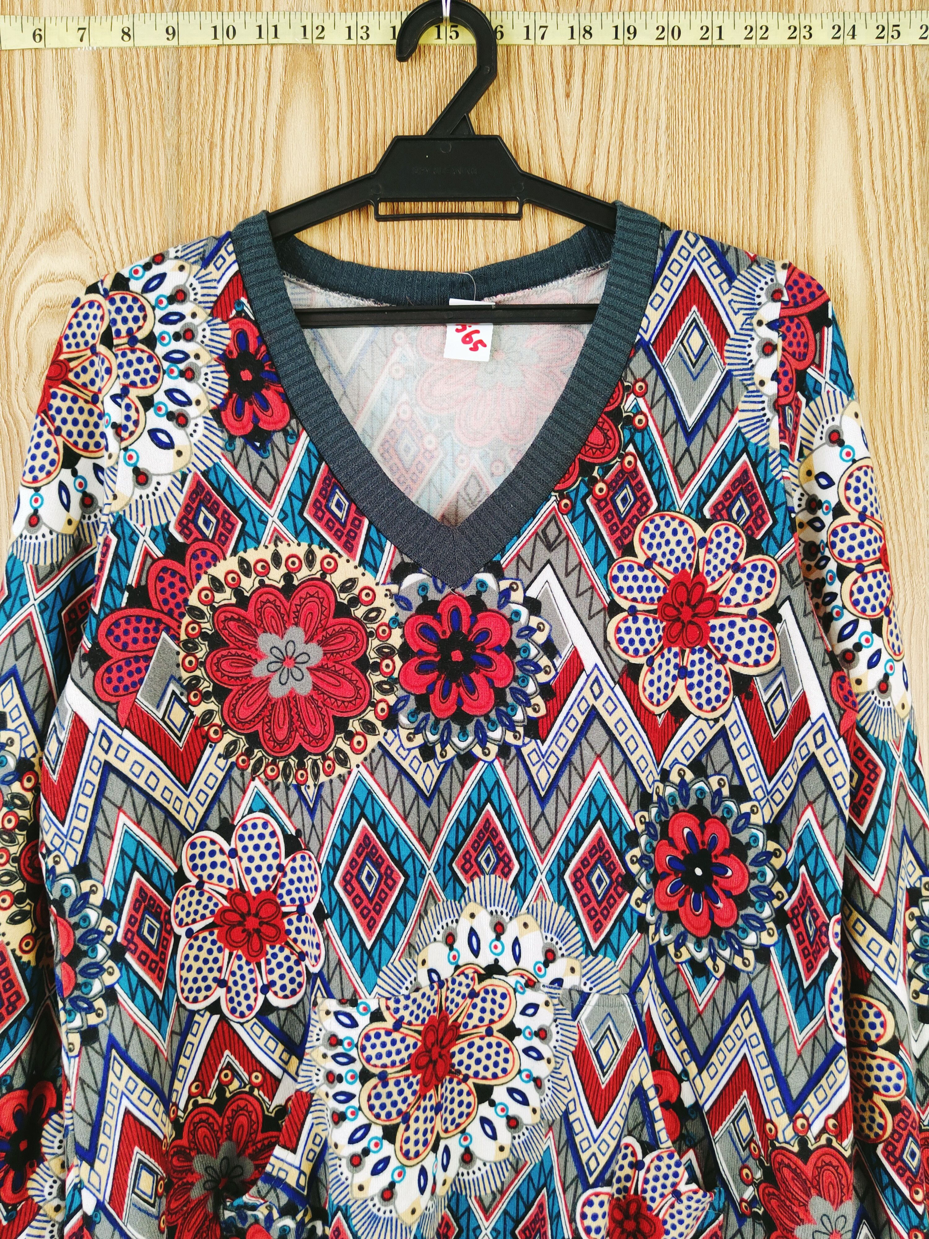 Japanese Brand × Vintage Japanese Brand vintage art Red Gray Blouses #W565 Size M / US 6-8 / IT 42-44 - 2 Thumbnail