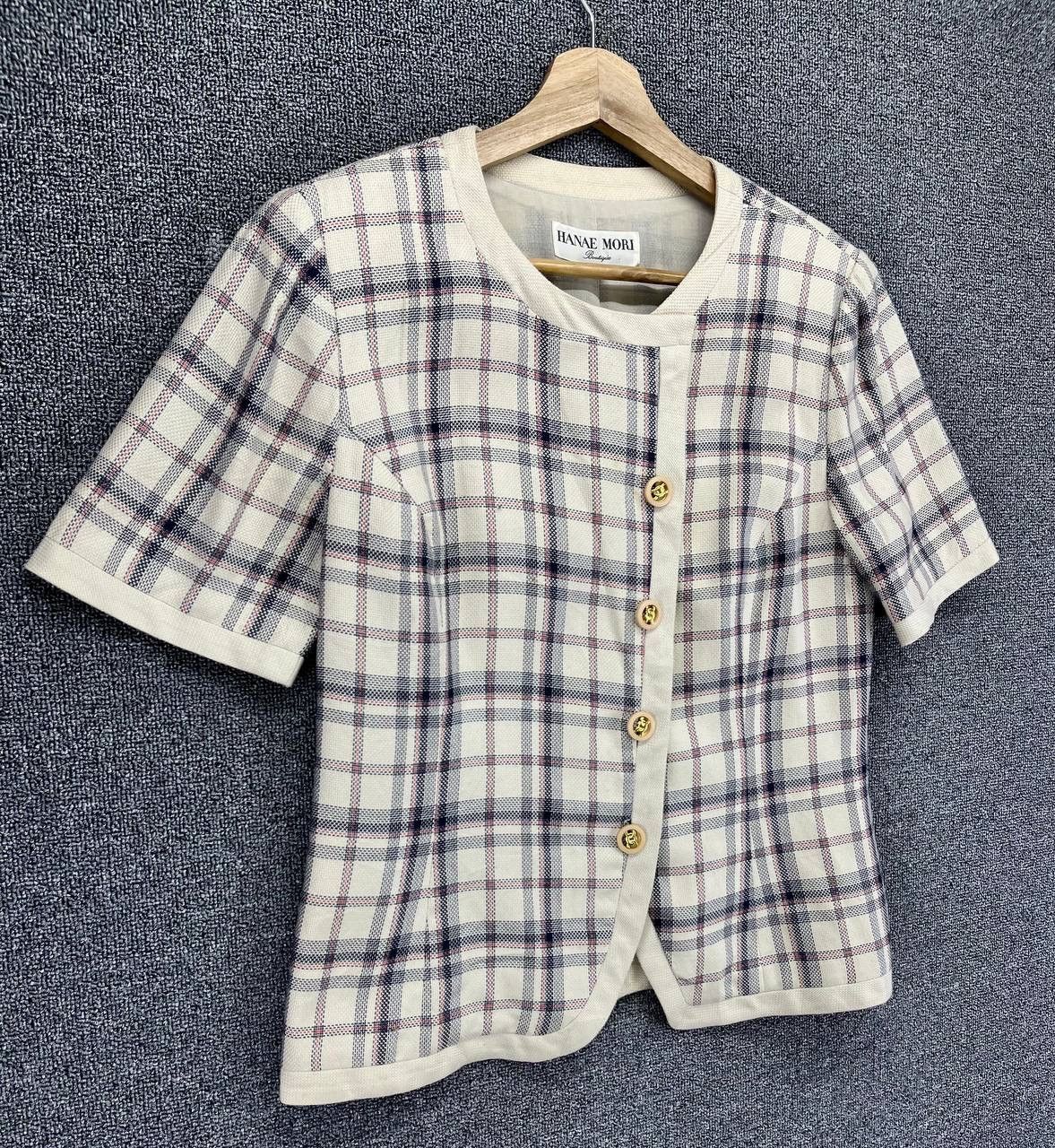 Flannel Hanae Mori Shadow Plaid Button Up Shirts Blouse Cardigan Size M / US 6-8 / IT 42-44 - 2 Thumbnail