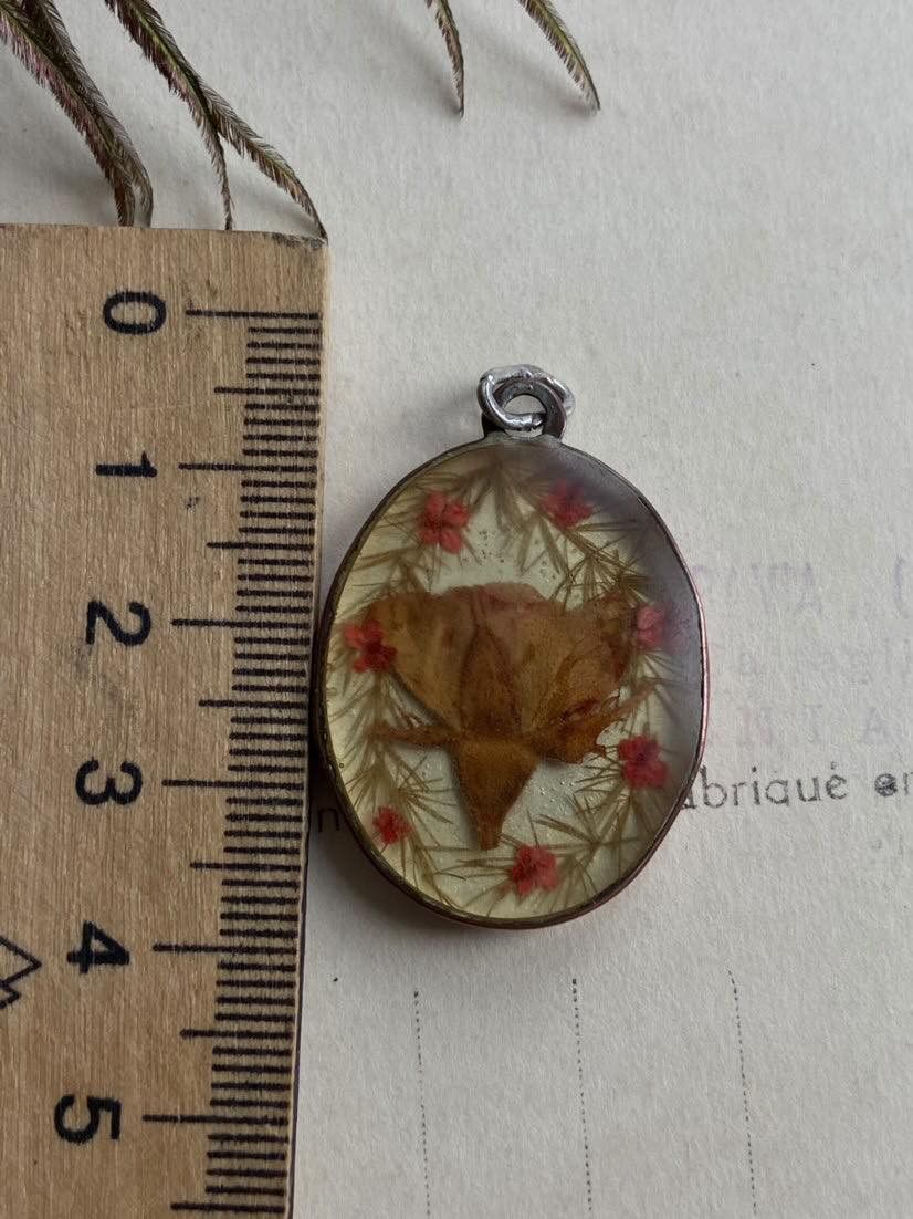 Vintage Vintage Bronze Women's Jewelry Pendant Dry Flowers Resin Size ONE SIZE - 5 Thumbnail
