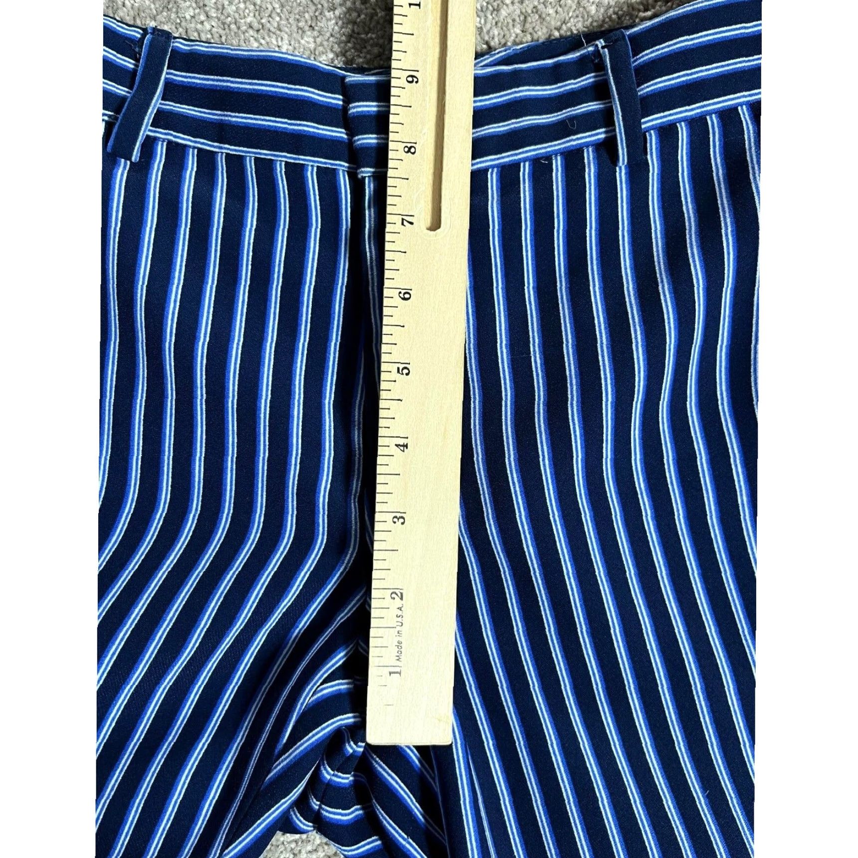 Banana Republic Banana Republic Dress Pants Sz 0 Blue Striped Flat Front Tapered Twill Polyester Business Workwear Women Size 25" / US 0 / IT 36 - 4 Thumbnail