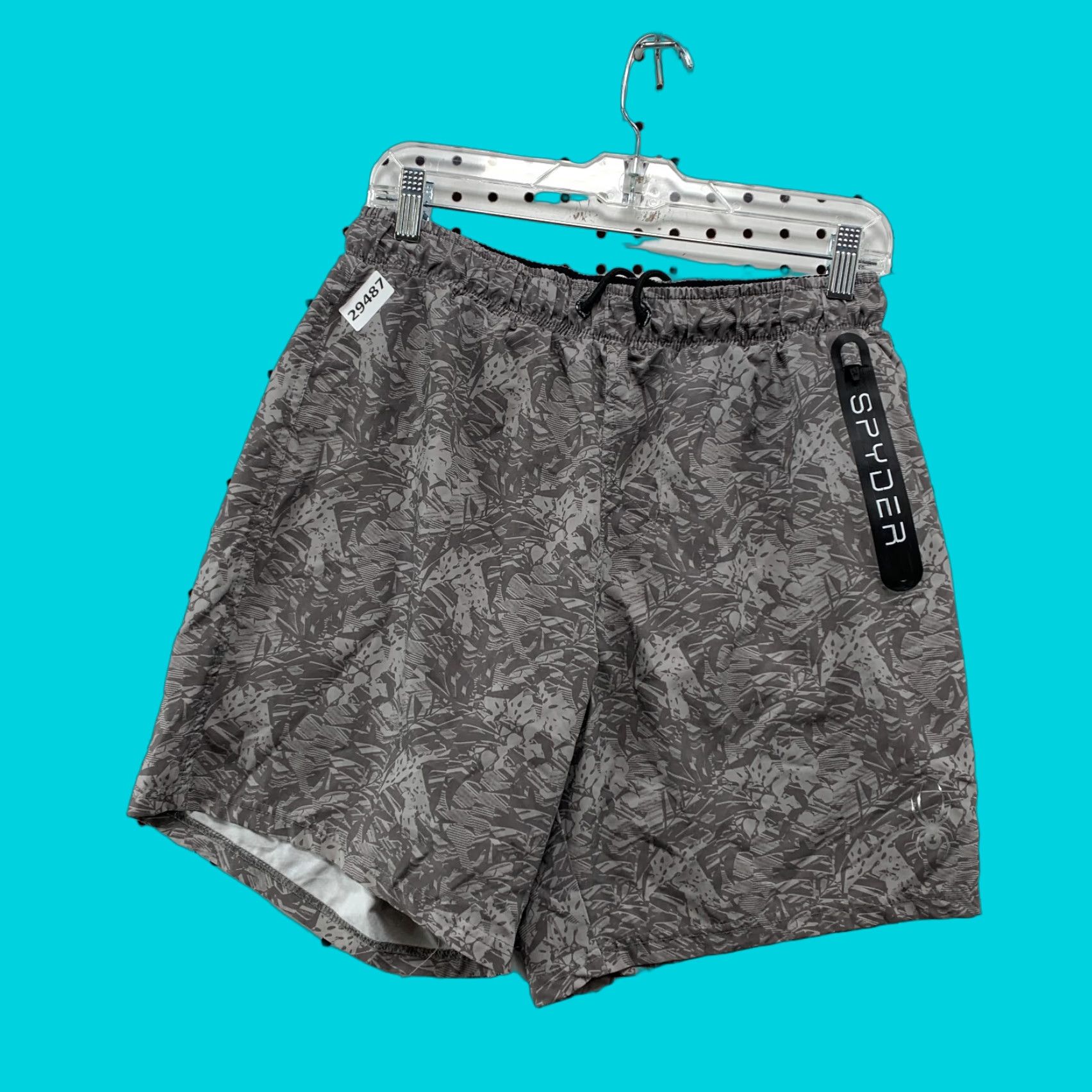 Spyder Spyder Swim Trunks Mens Large Fray Floral AOP Print ZIp Pocket Gray L Size US 33 - 1 Thumbnail