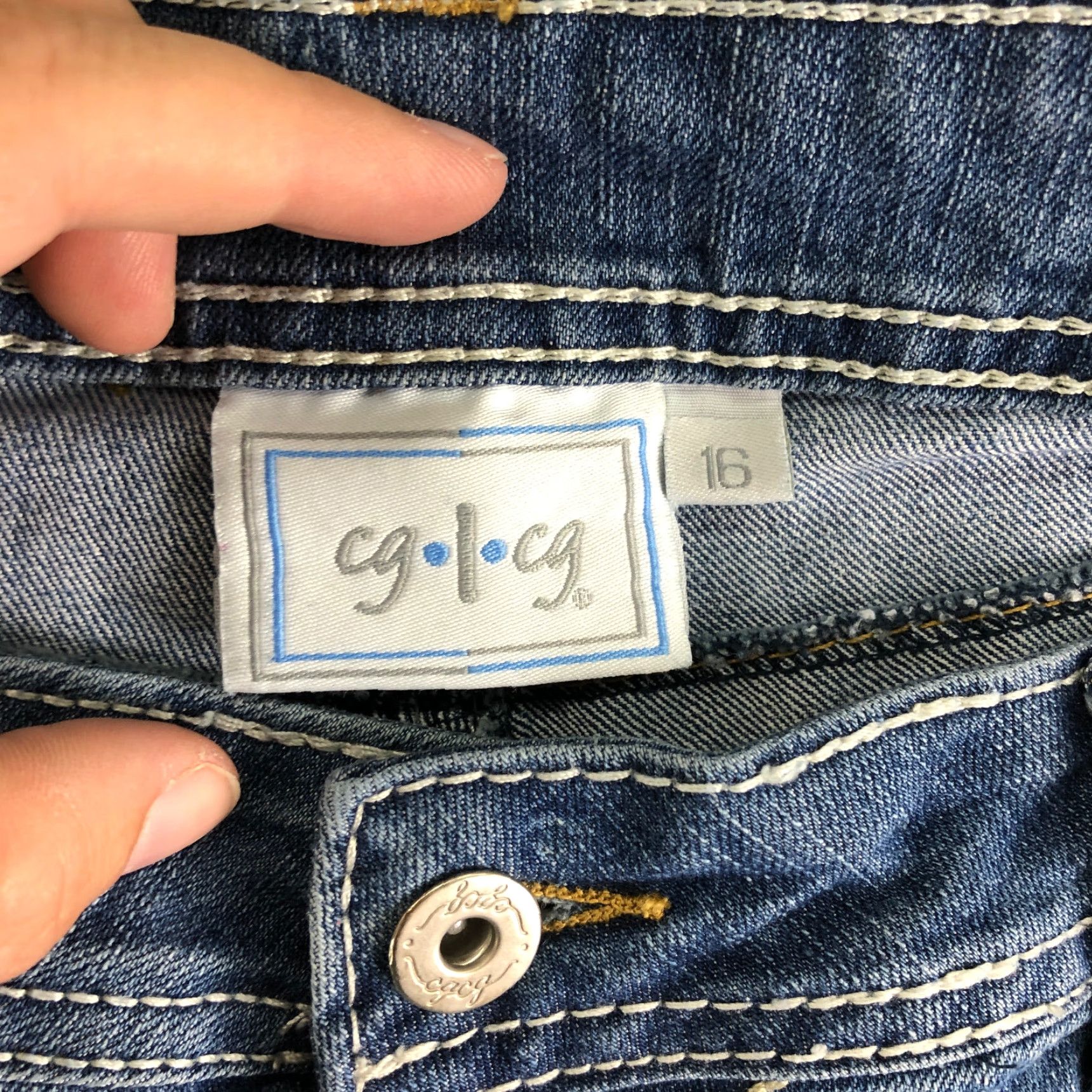 Denime CG CG Womens Jeans Size 16 Mid Rise Medium Wash Straight Leg Blue Denim Cotton Inseam 29in Size 38" / US 16 / IT 52 - 7 Thumbnail
