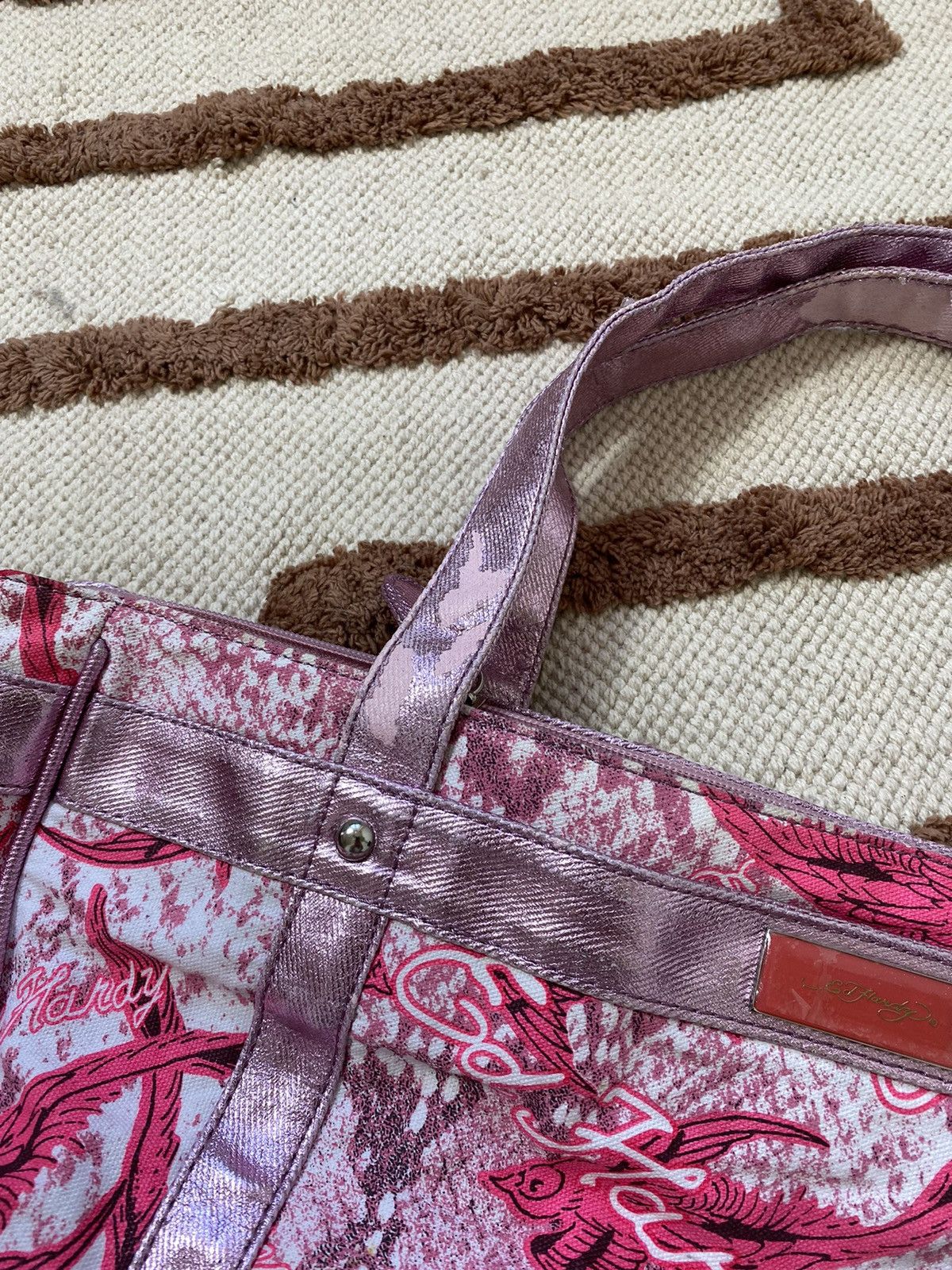 Christian Audigier VINTAGE ED HARDY PINK SHOPER BAG Size ONE SIZE - 6 Thumbnail