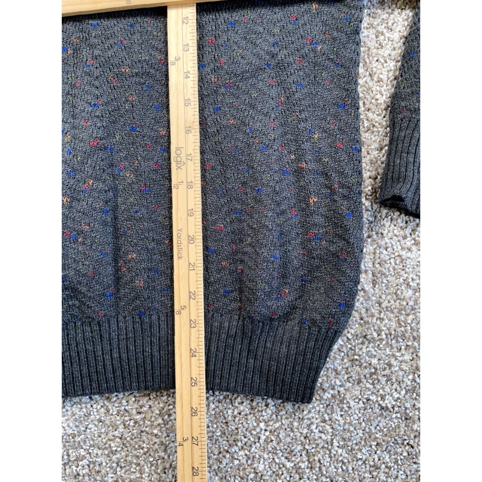 Neiman Marcus VINTAGE Neiman Marcus Donegal Wool Sweater Adult Large Gray Chunky-Knit V-Neck Long Sleeve Geometric 80s Retro Mens Size US L / EU 52-54 / 3 - 7 Thumbnail
