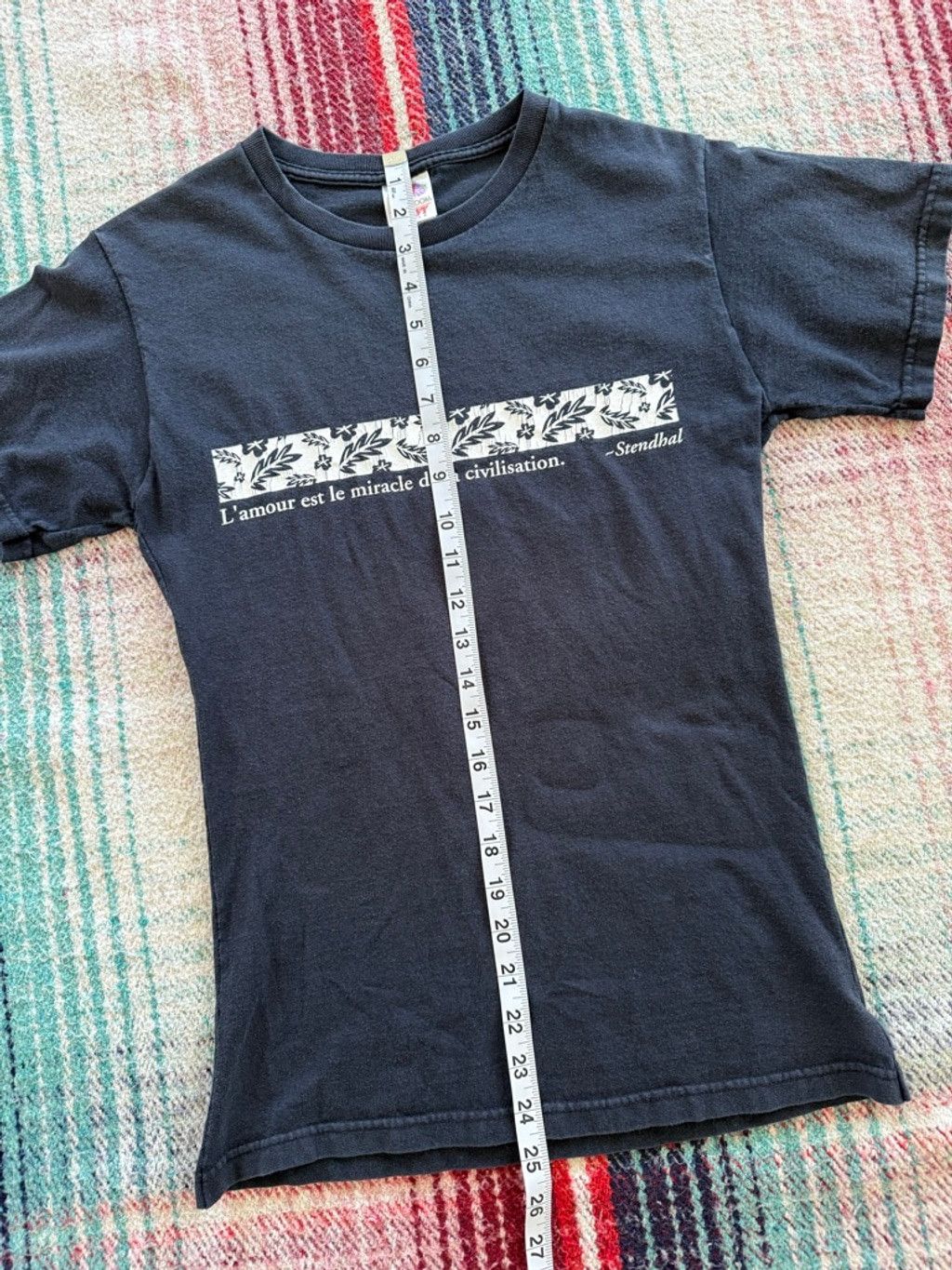 Fruit Of The Loom Fruit of the Loom Black Stendhal Quote Short Sleeve Tee S Size S / US 4 / IT 40 - 6 Thumbnail