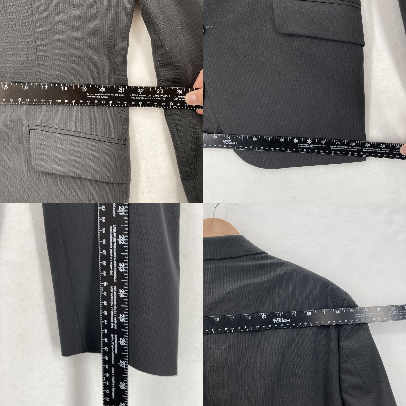 Joseph Abboud VINTAGE Joseph Abboud Blazer 44L Charcoal Pinstripe Slim Fit Super 110s Zignone Italian Jacket/Coat Size 44R - 9 Thumbnail