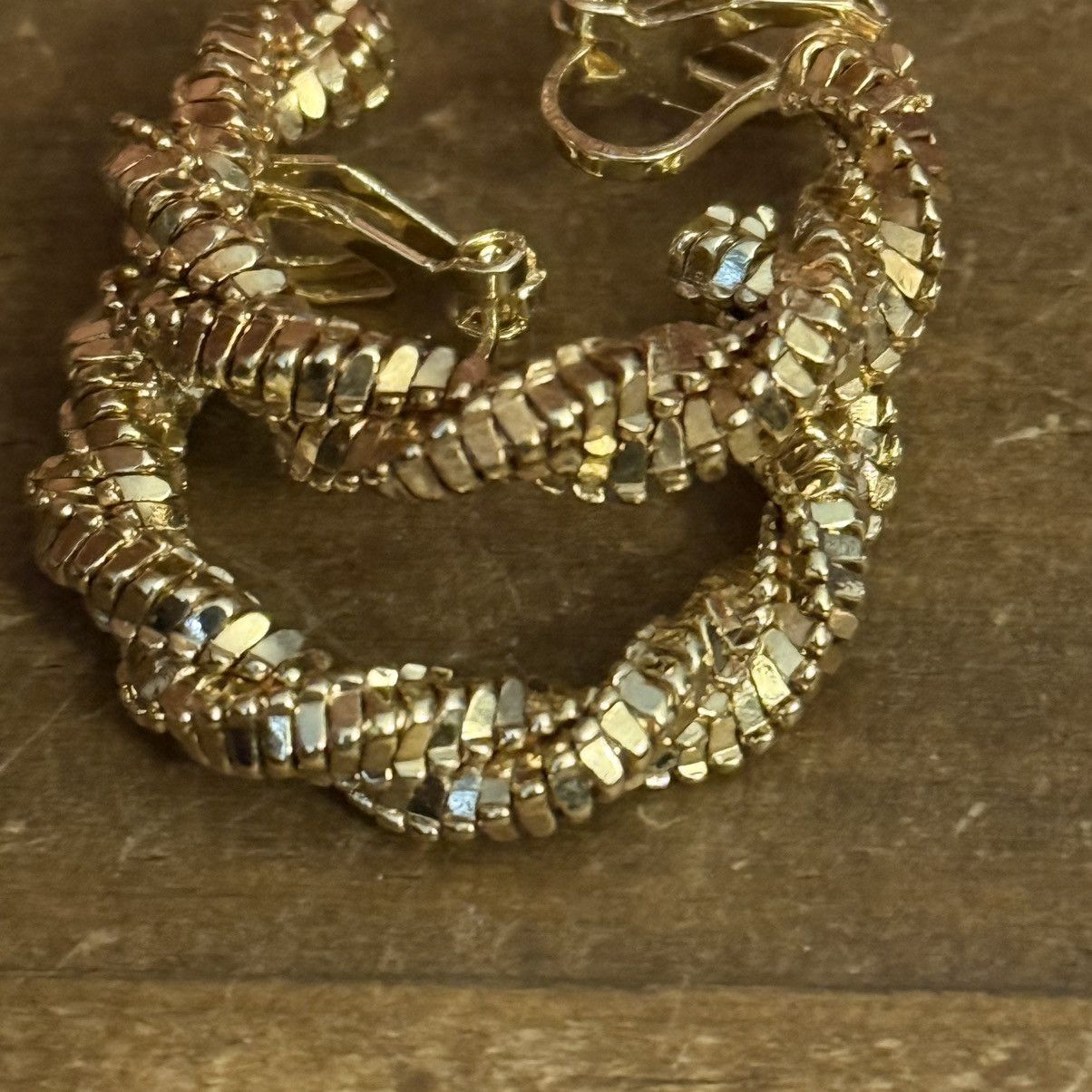 Vintage Vintage gold tone textured twisted clip on hoop earrings Size ONE SIZE - 2 Thumbnail