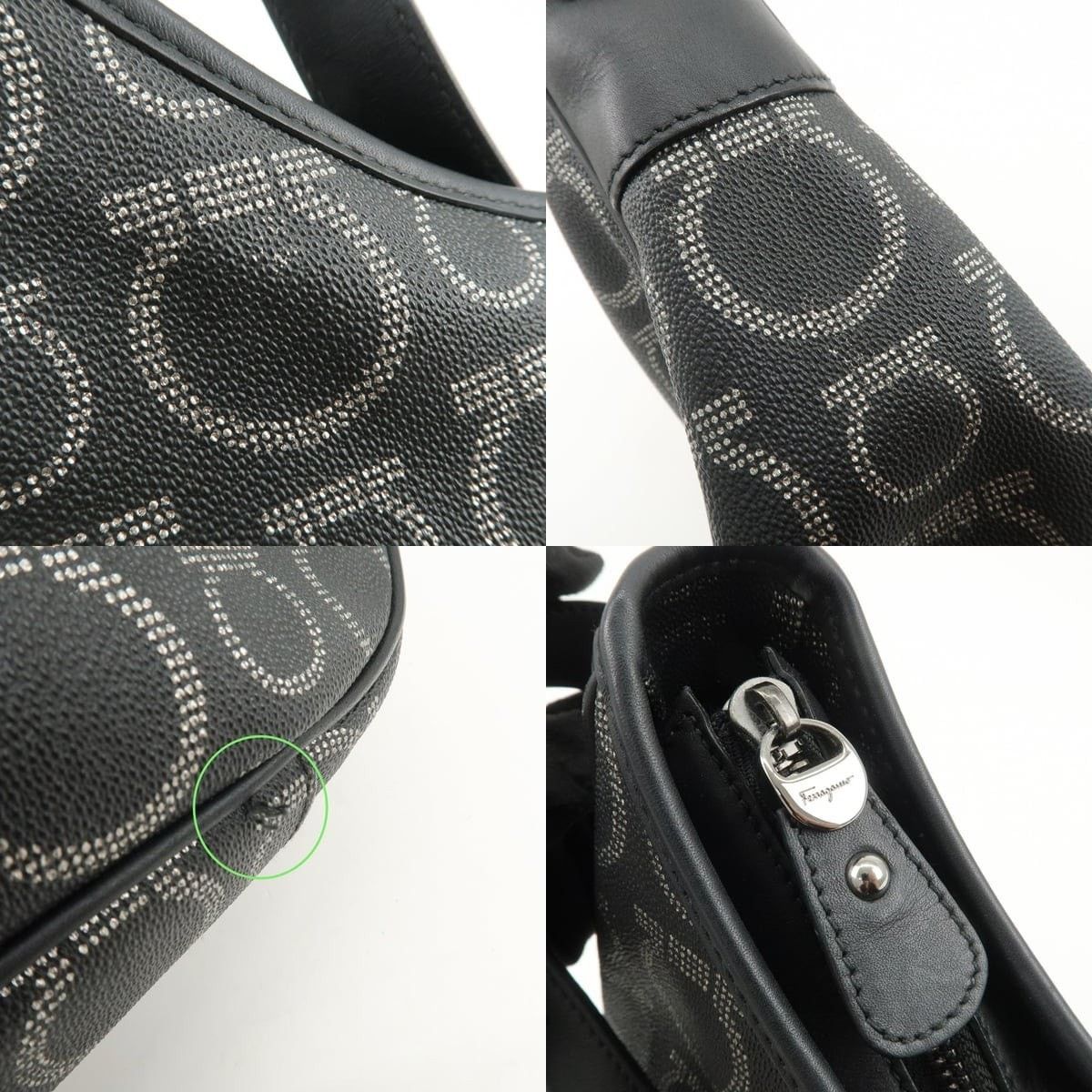 Salvatore Ferragamo Ferragamo Gancini PVC Leather Shoulder Bag Black Size ONE SIZE - 6 Thumbnail