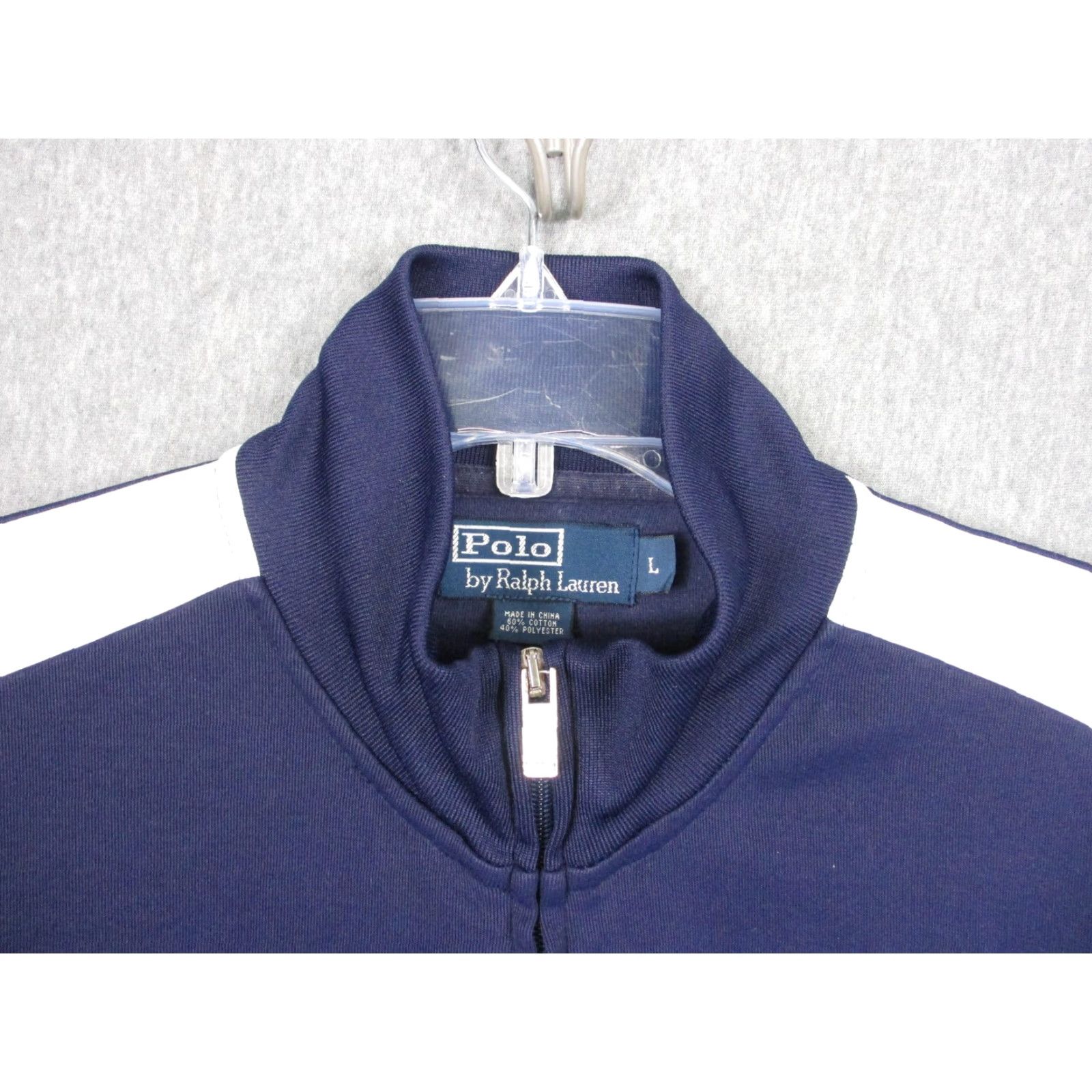 Polo Ralph Lauren Polo by Ralph Lauren Track Jacket Mens Large Blue Full Zip Striped Polo Player Logo Pocket Pockets Stand-Up Collar Size US L / EU 52-54 / 3 - 3 Thumbnail