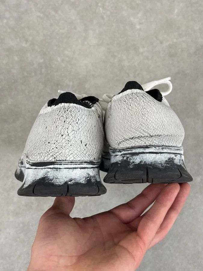 Maison Margiela 2010s Maison Margiela White Knit Cracked Paint Sneakers Size US 13 / EU 46 - 6 Thumbnail