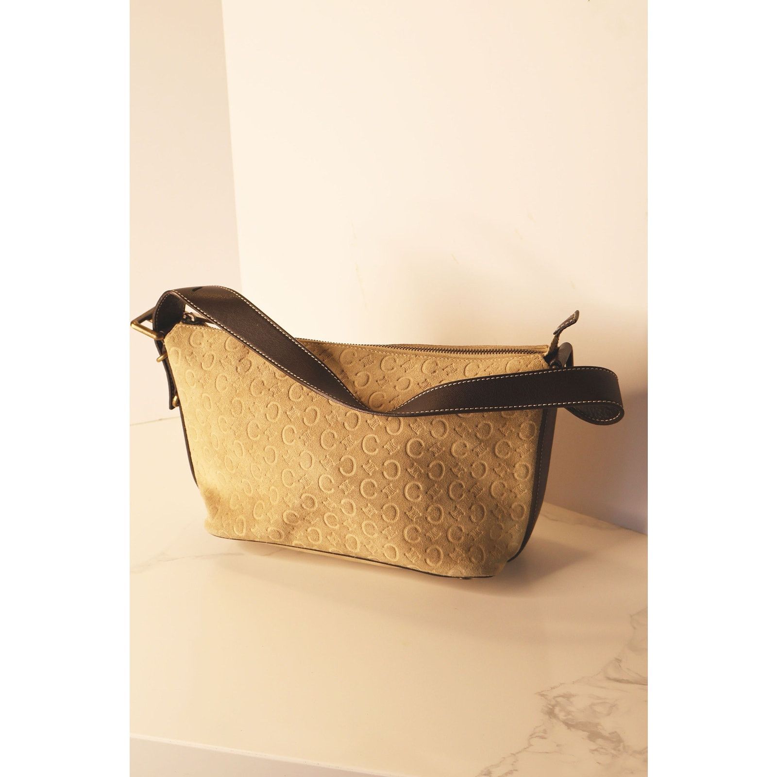 Celine Vintage CELINE Suede Nude Macadam Monogram Bag Size ONE SIZE - 2 Thumbnail