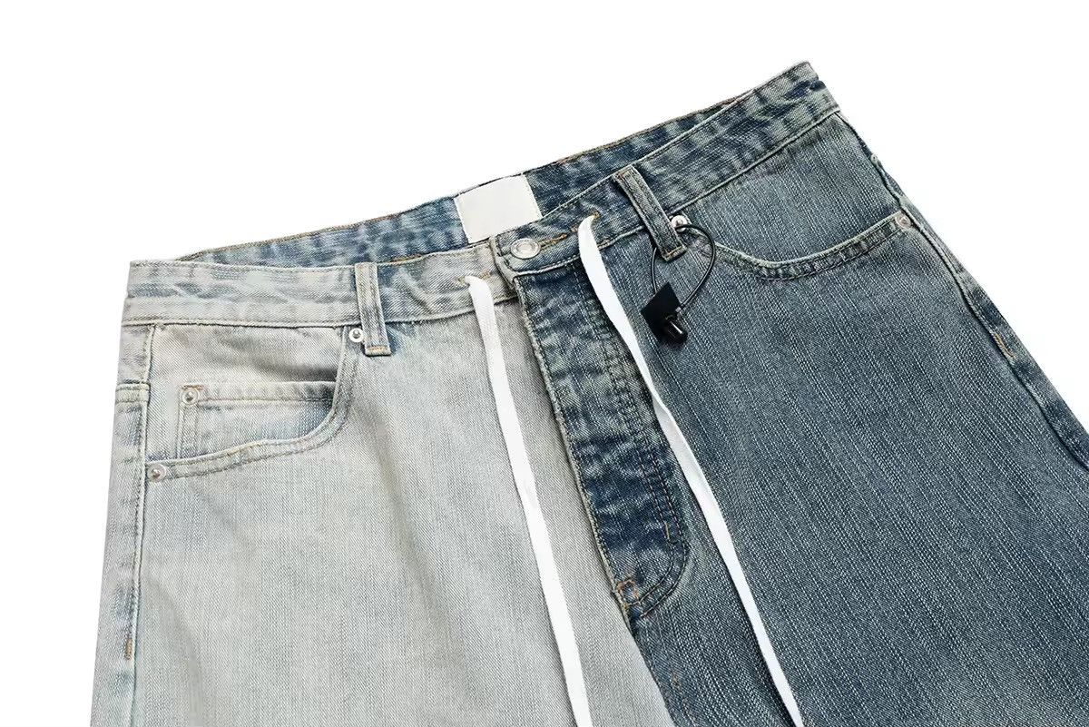 Japanese Brand × Jean Asymmetric Patchwork Drawstring Loose Jeans Size US 30 / EU 46 - 3 Thumbnail