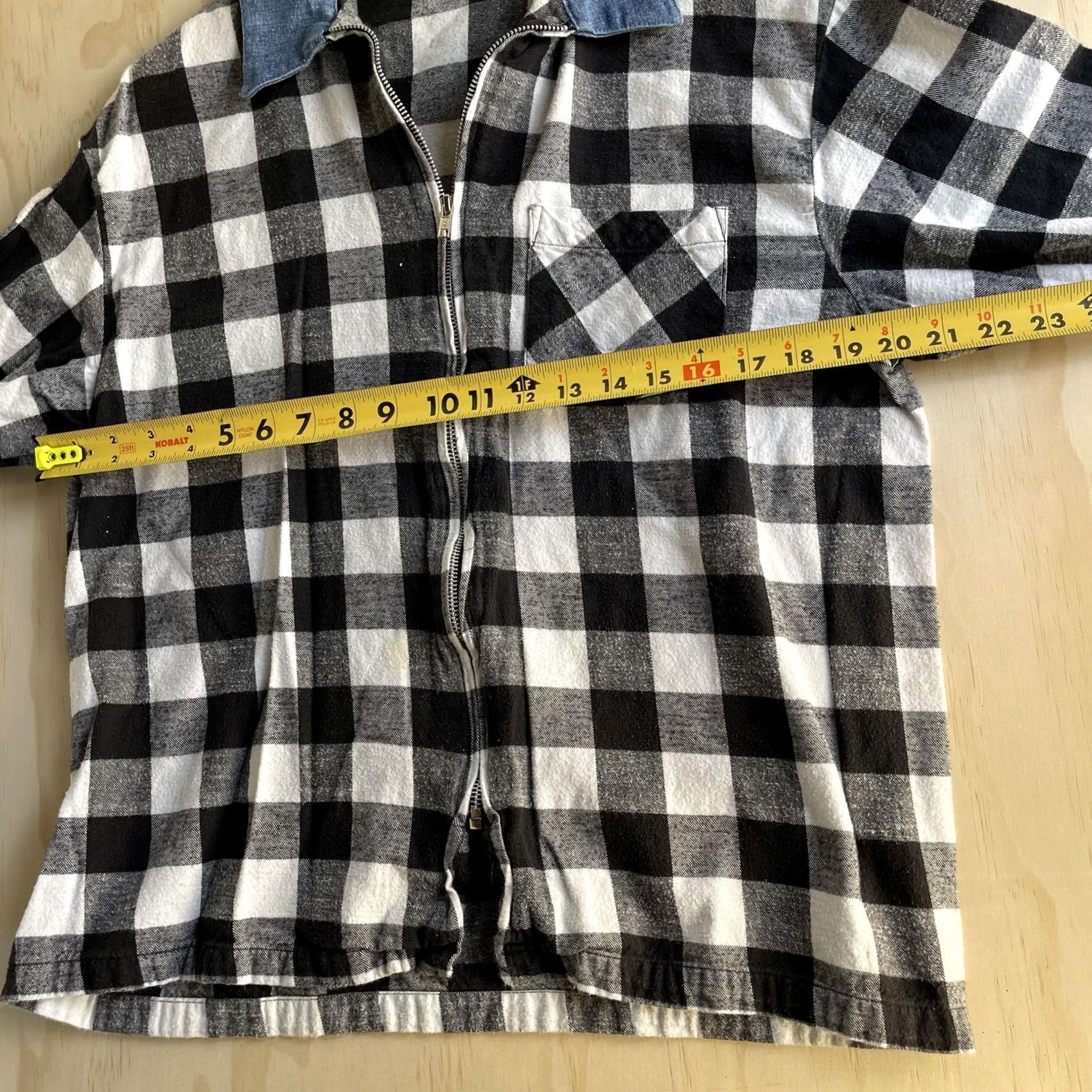 Vintage VINTAGE Center Aisle Shirt Jacket Mens Large Black White Plaid Flannel Zip Front Size US L / EU 52-54 / 3 - 5 Thumbnail