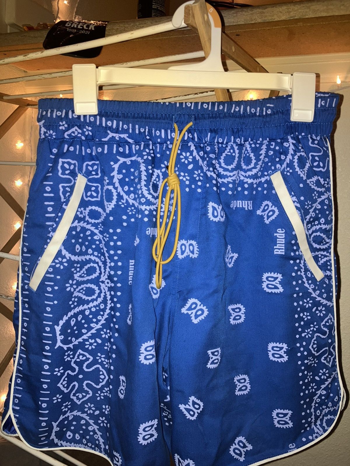 Image of Rhude Bandana Track Shorts in Blue, Men's (Size 34)