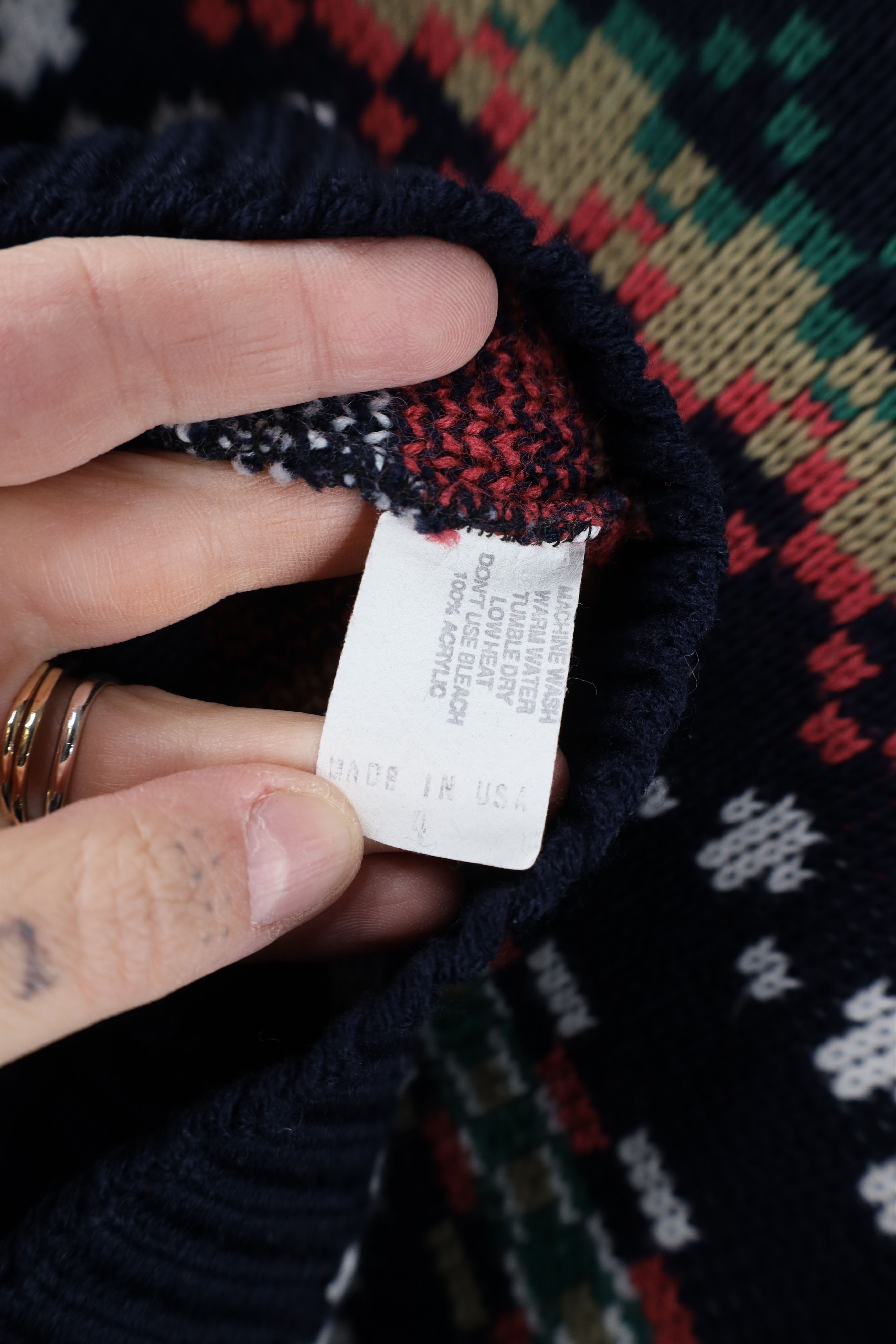 Vintage Vintage 90s Streetwear Fair Isle Knit Mock Neck Sweater USA Size L / US 10 / IT 46 - 6 Thumbnail