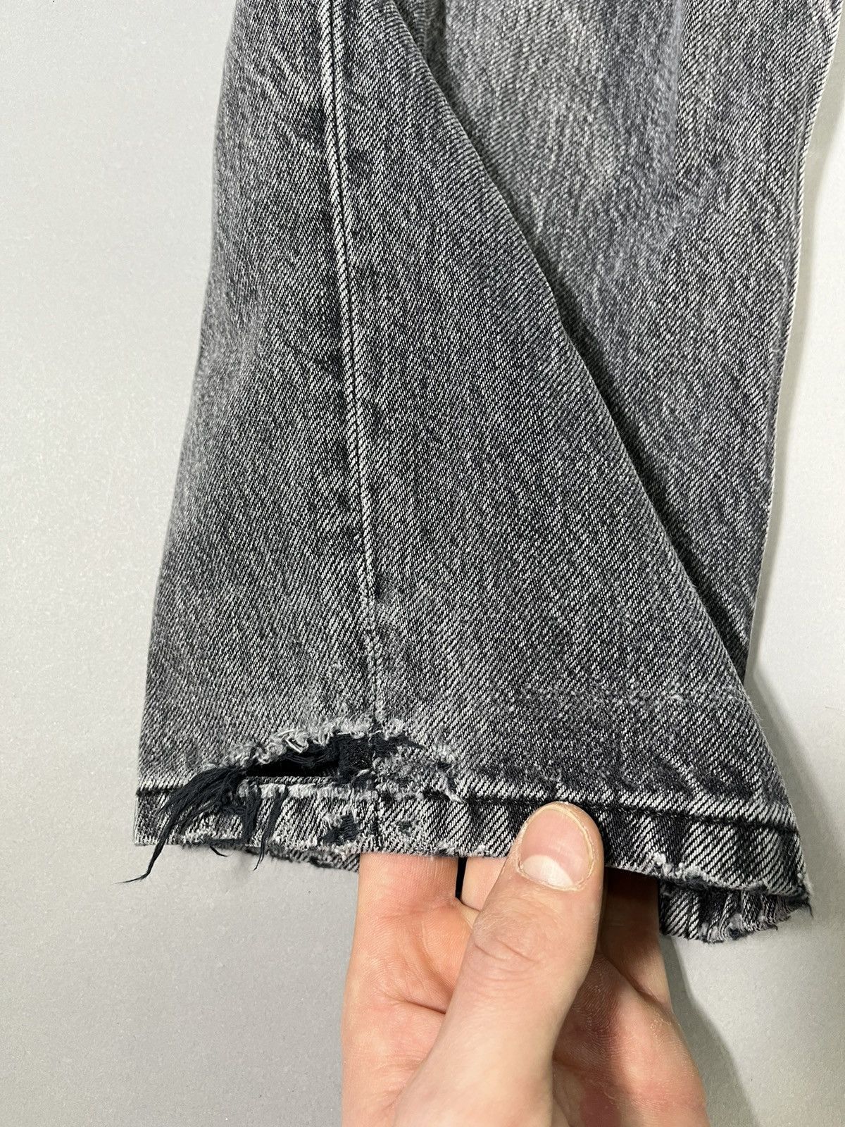 Everlane Custom Upcycled 1 of 1 Y2K Dark Grey Distressed Denim Size US 30 / EU 46 - 4 Thumbnail