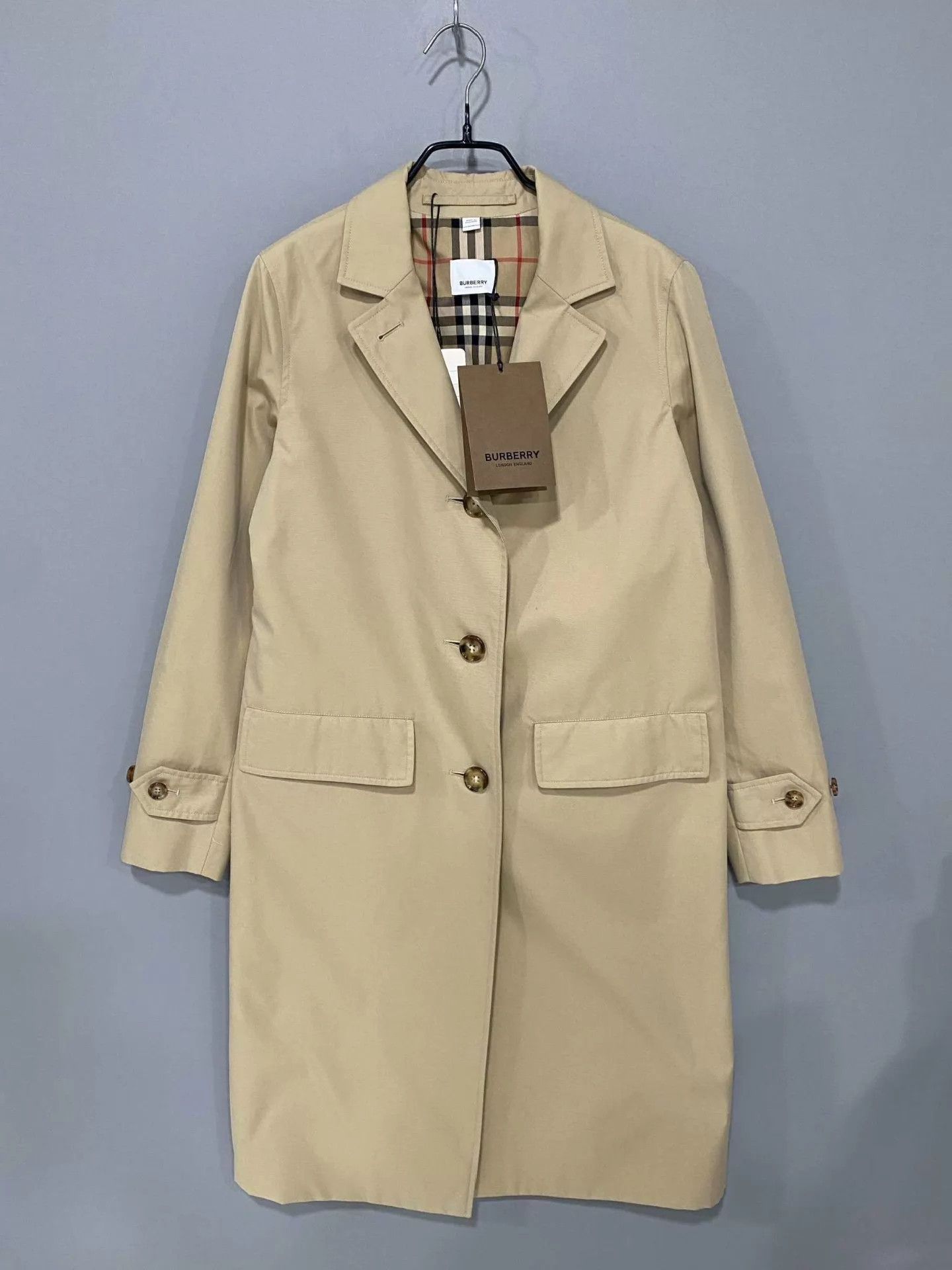 Burberry Burberry khaki check lapel women's UK2 trench coat Size XXS / US 00 / IT 34 - 2 Thumbnail
