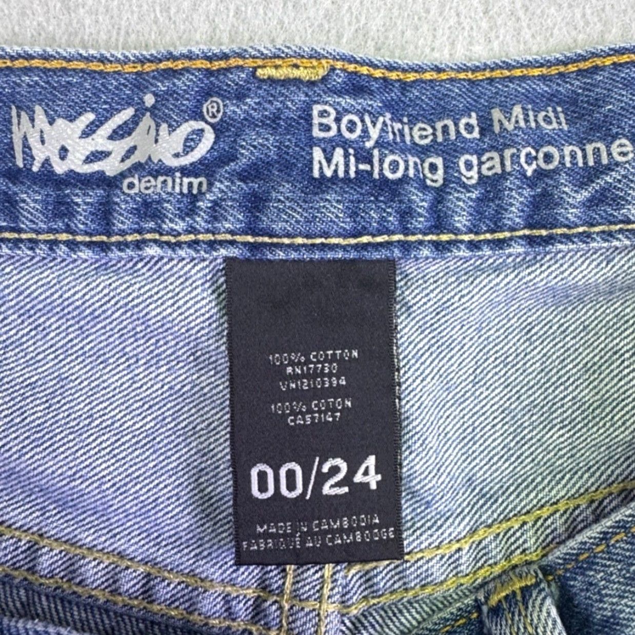 Mossimo VINTAGE Mossimo Shorts Women's Denim Boyfriend Midi Blue Distressed Cuffed 00 Tall Size 29" - 4 Thumbnail