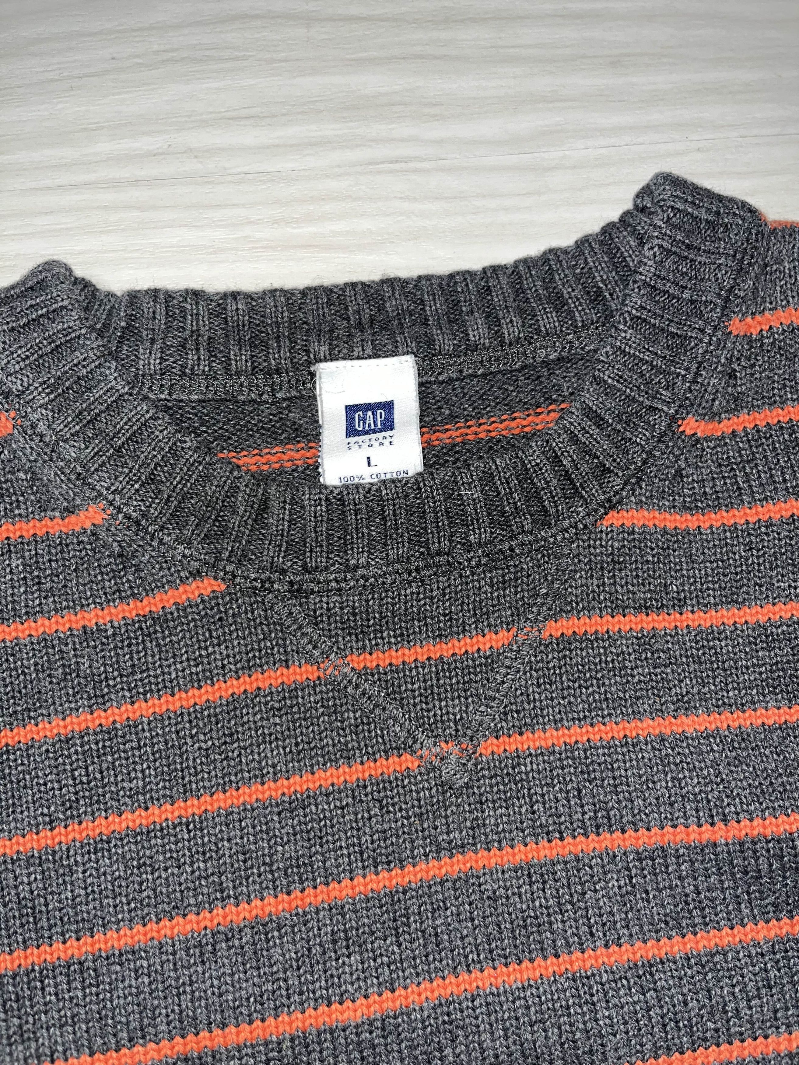 Gap × Vintage Gray Striped GAP Knit Sweater Size US L / EU 52-54 / 3 - 4 Thumbnail