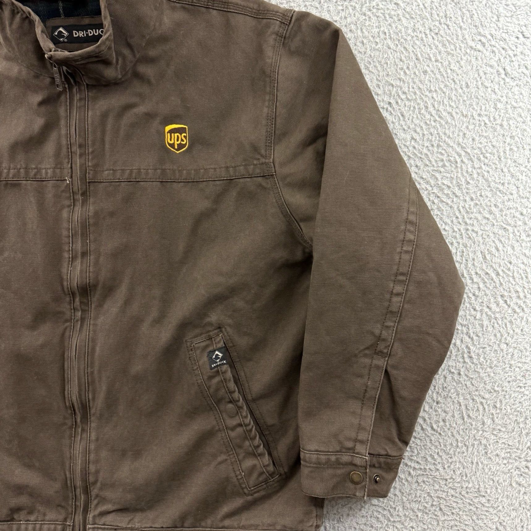 Vintage DRI DUCK Jacket Mens XL Brown Canvas Lined Cotton Zip Workwear Outdoor Size US XL / EU 56 / 4 - 5 Thumbnail