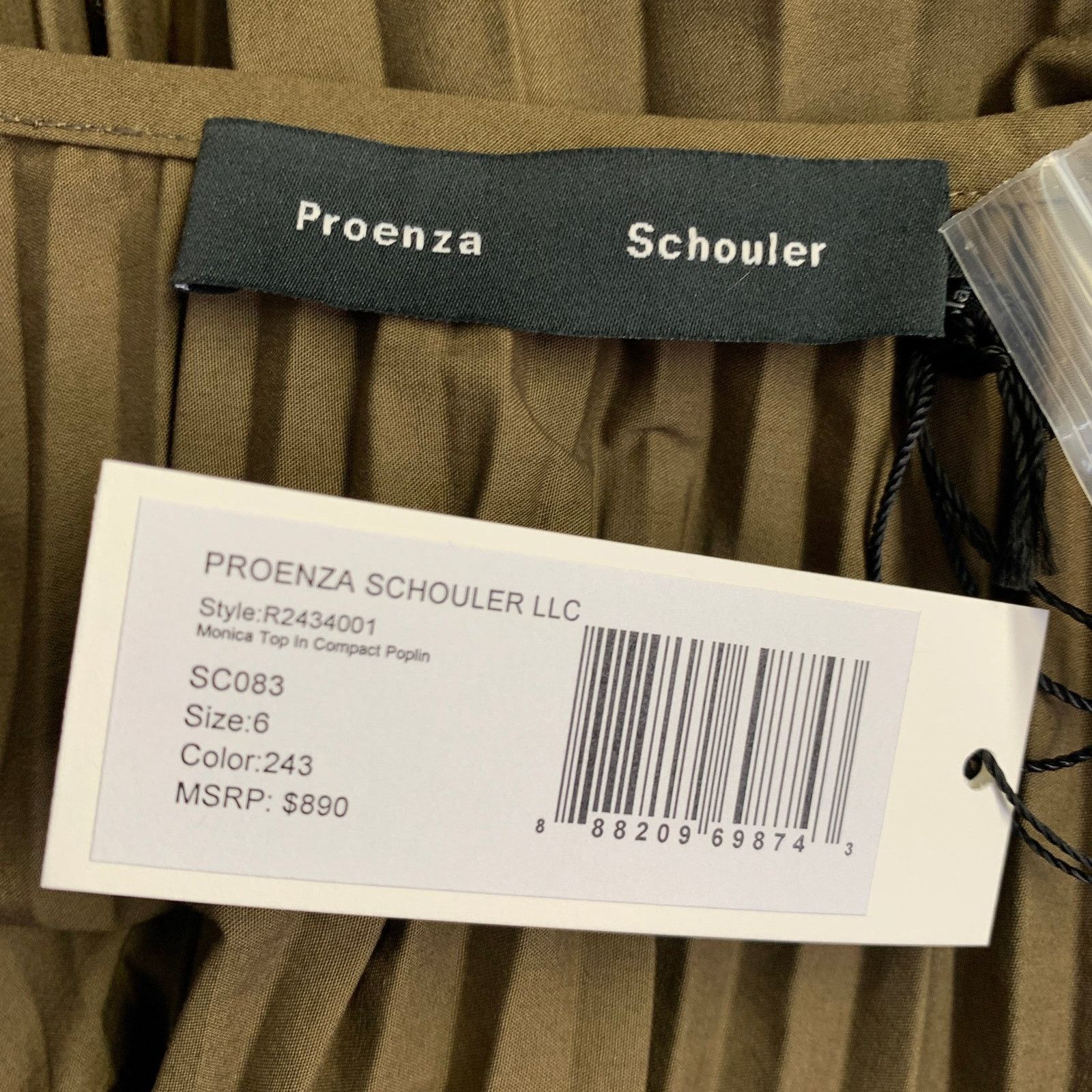 Proenza Schouler Size 6 Monica Brown Cotton Blend Pleated V-Neck Blouse Size M / US 6-8 / IT 42-44 - 4 Thumbnail