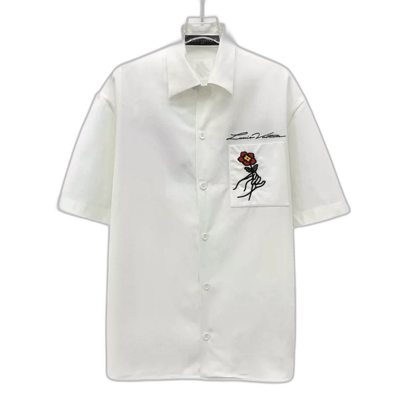 Louis Vuitton Embroidered Flower Short Sleeve Shirt