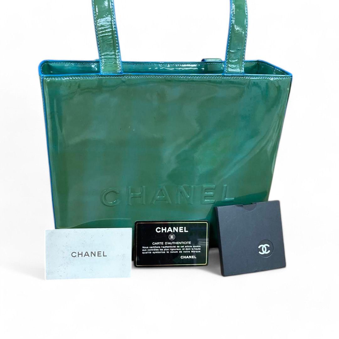 Chanel Chanel - Tote Logo Shoulder Bag Nylon Blue Greenish Size ONE SIZE - 2 Thumbnail