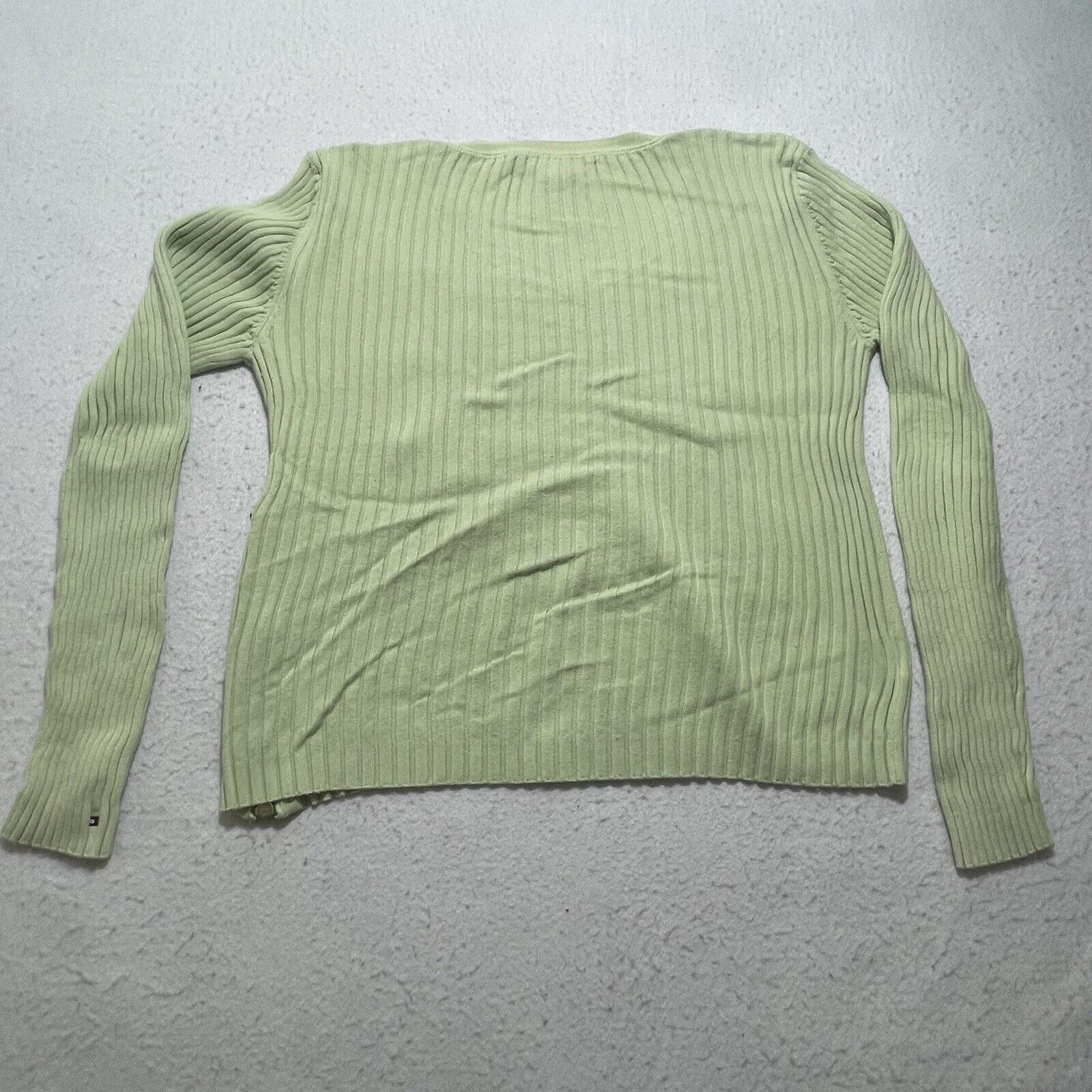 Tommy Hilfiger Tommy Hilfiger V-Neck Pullover Green Sweater Zipper Side Size L / US 10 / IT 46 - 8 Thumbnail
