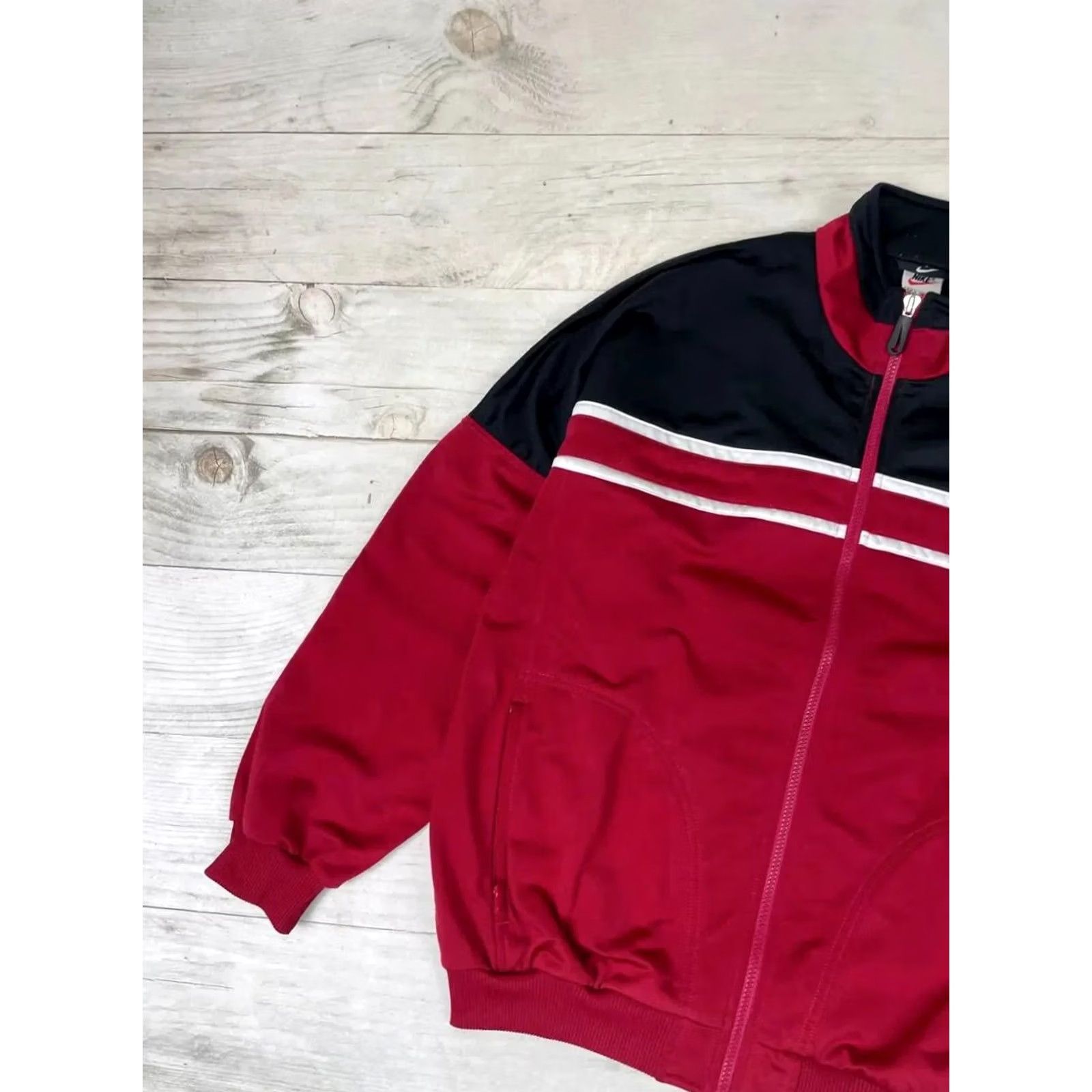 Nike VINTAGE Nike Tracksuit Jacket Nike Tracksuit Pants 90s Mens M Black Red Nike Swoosh 2 Piece Set Vintage 90s Theme Mens Size M Black Red Tracksuit Size 40R - 6 Thumbnail