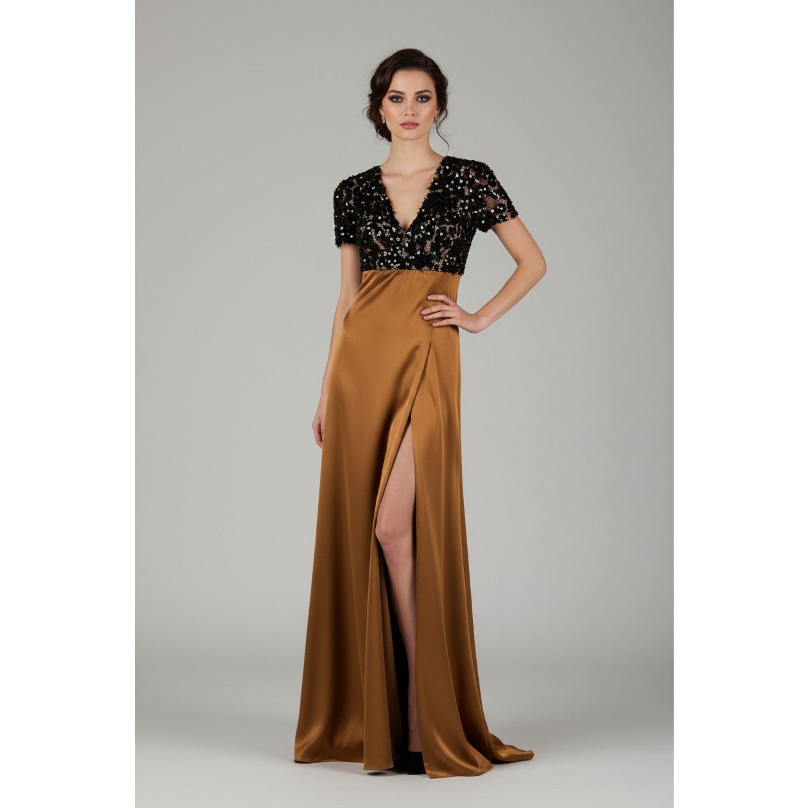 Burberry Prorsum BURBERRY PRORSUM Brown Camel Silk Evening Gown Long Dress Size XS / US 0-2 / IT 36-38 - 2 Thumbnail