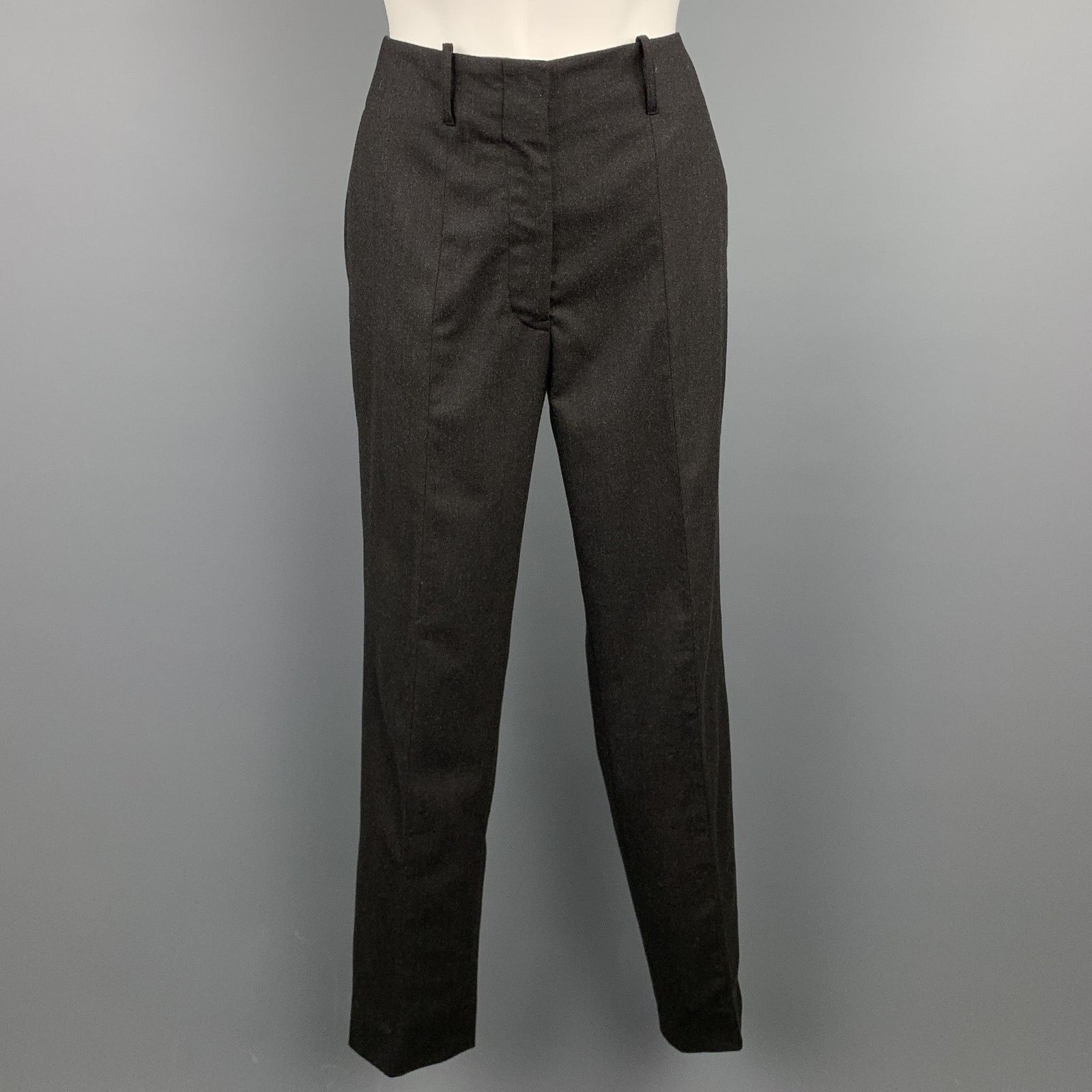 Jil Sander Size 0 Charcoal Virgin Wool Straight Leg Dress Pants Size 25" / US 0 / IT 36 - 1 Thumbnail