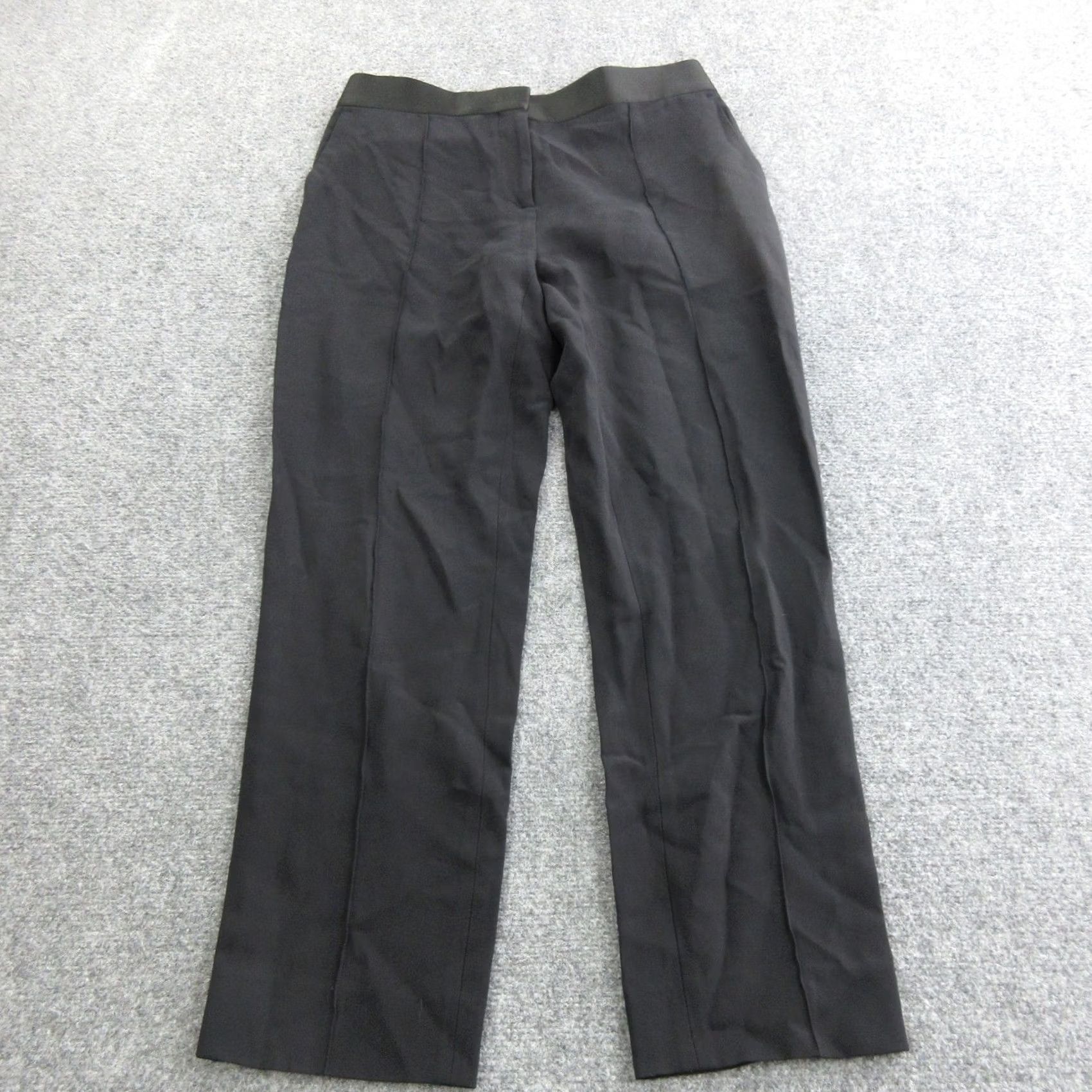 Vintage Céline Dress Pants Womens 38 Black Crepe Straight Leg Contrast Waist Italy Dress Pants Women 38 Black Crepe Straight Leg Contrast Waist Italy Size 26" / US 2 / IT 38 - 2 Thumbnail