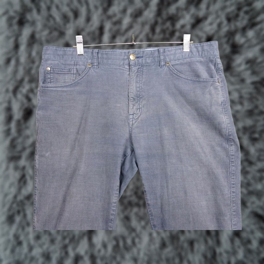 Peter Millar Peter Millar Corduroy Jeans Mens 35x32 Blue Straight Regular Fit 5-Pocket Logo Leather Patch Vintage? No Size US 35 - 1 Thumbnail