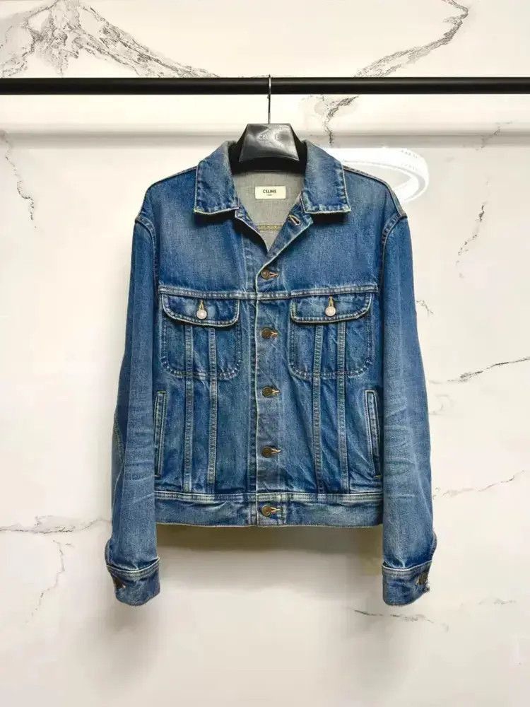 Celine Celine 22SS rivet slogan denim jacket-2507 Size US S / EU 44-46 / 1 - 8 Thumbnail