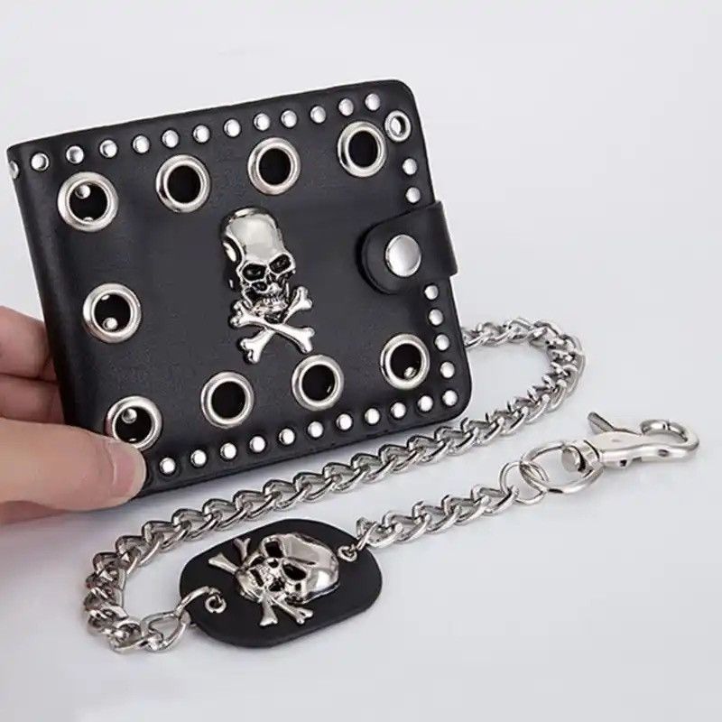Vintage Gothic Western Skull Clutch Purse Wallets With Chain Size ONE SIZE - 1 Thumbnail