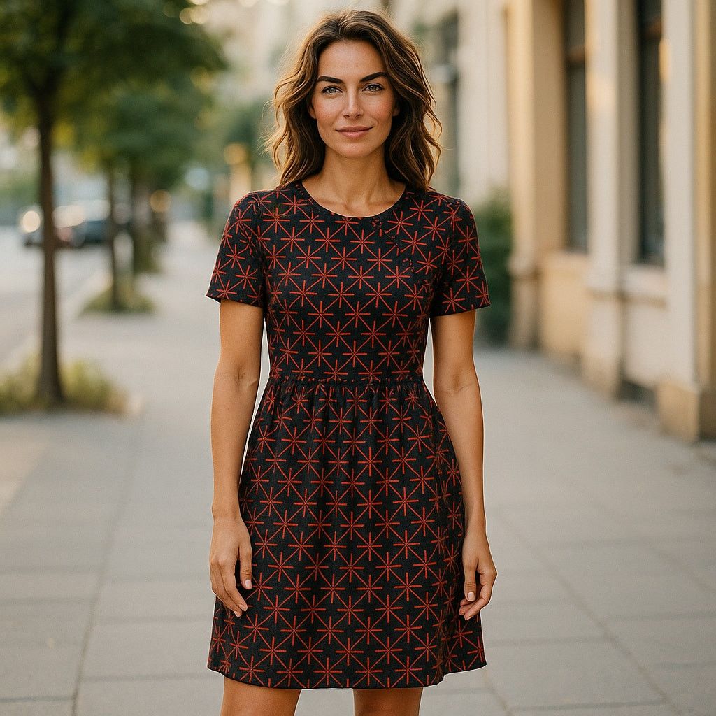 LuLaRoe Orange Brown Black Starburst Star Print Amelia XL