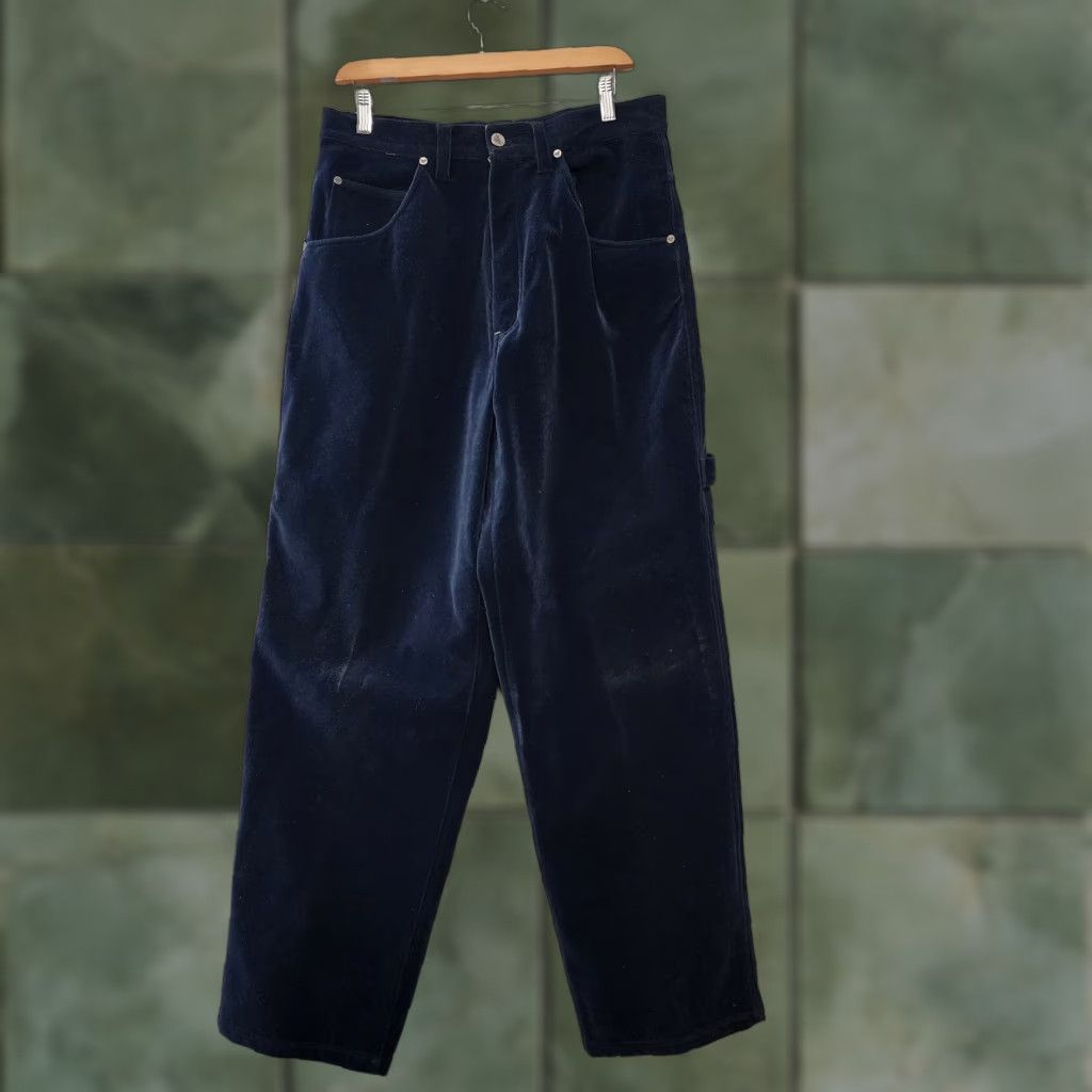 VINTAGE Delf Baggy Pants Mens 32x32 Blue Velvet Carpenter 90s Grunge Skater Baggy Style Pants