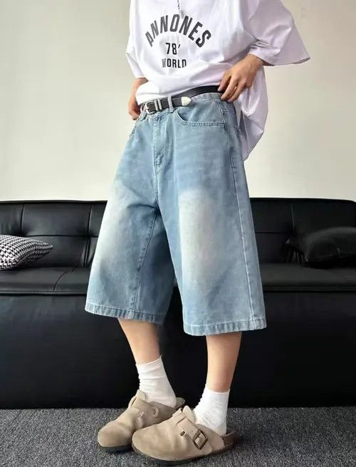 Japanese Brand × Jean Blue Street Fashion Washed Denim Shorts Size US 32 / EU 48 - 2 Thumbnail