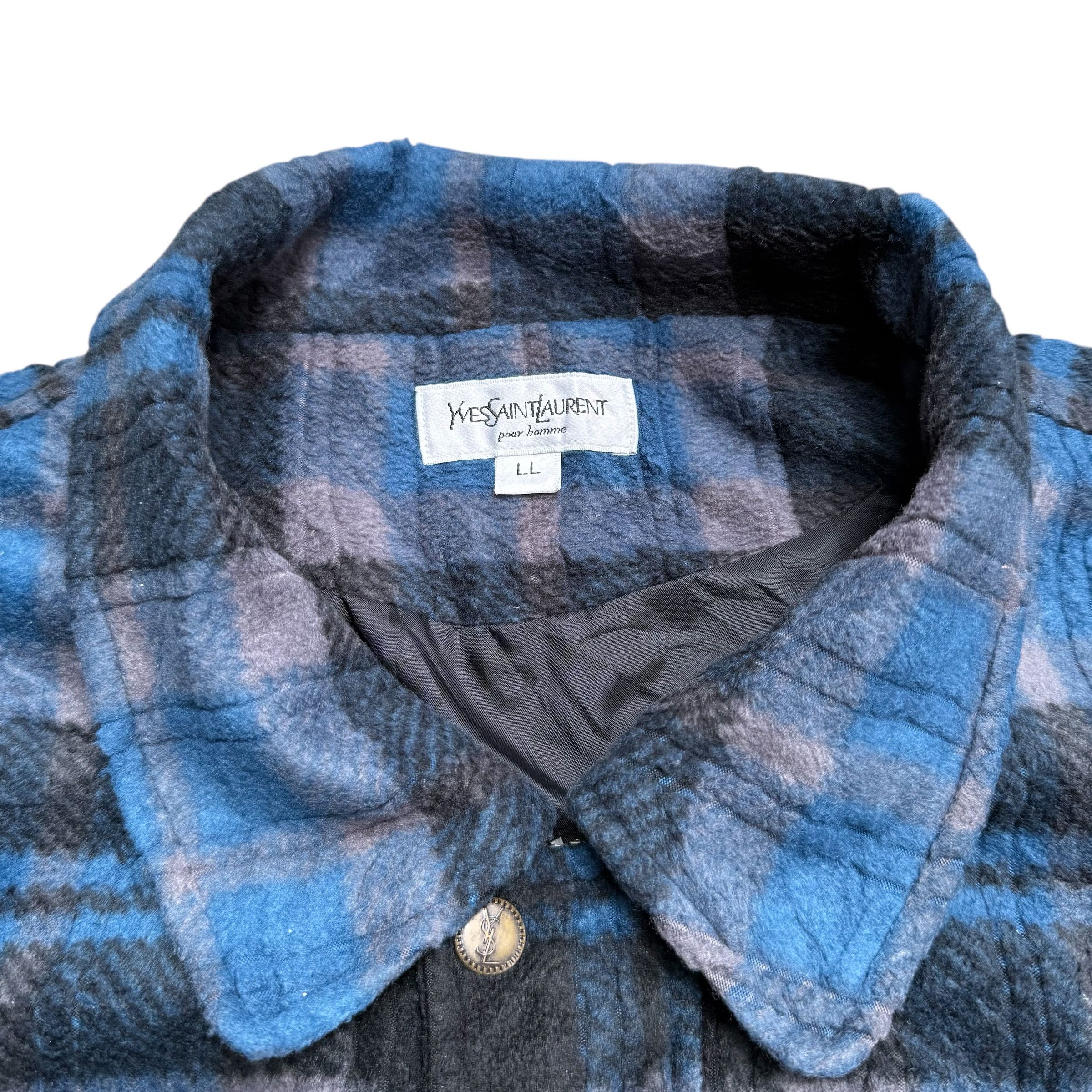 Yves Saint Laurent Vintage YSL Plaid Tartan Fleece Bomber Jacket Size US L / EU 52-54 / 3 - 12 Thumbnail