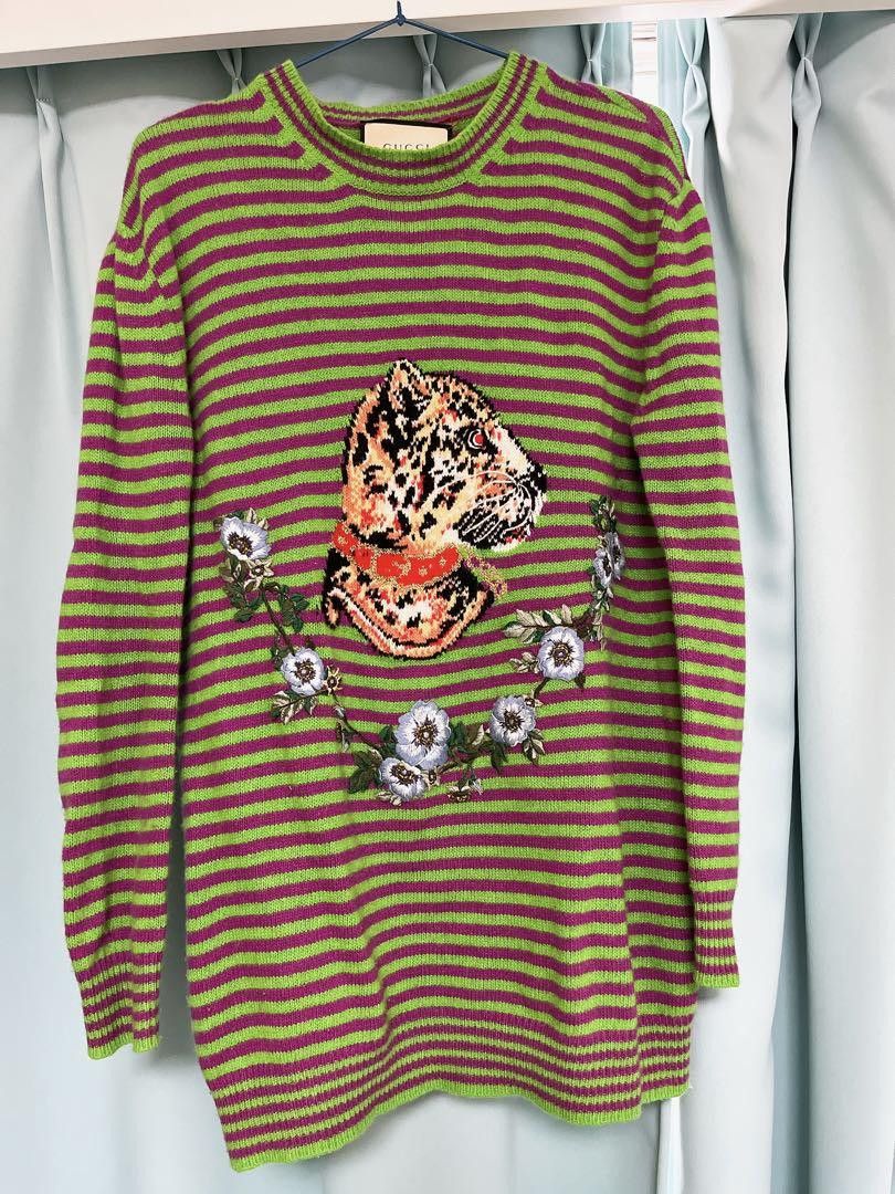 Gucci Orange Guccy Tiger Intarsia Sweater for Men