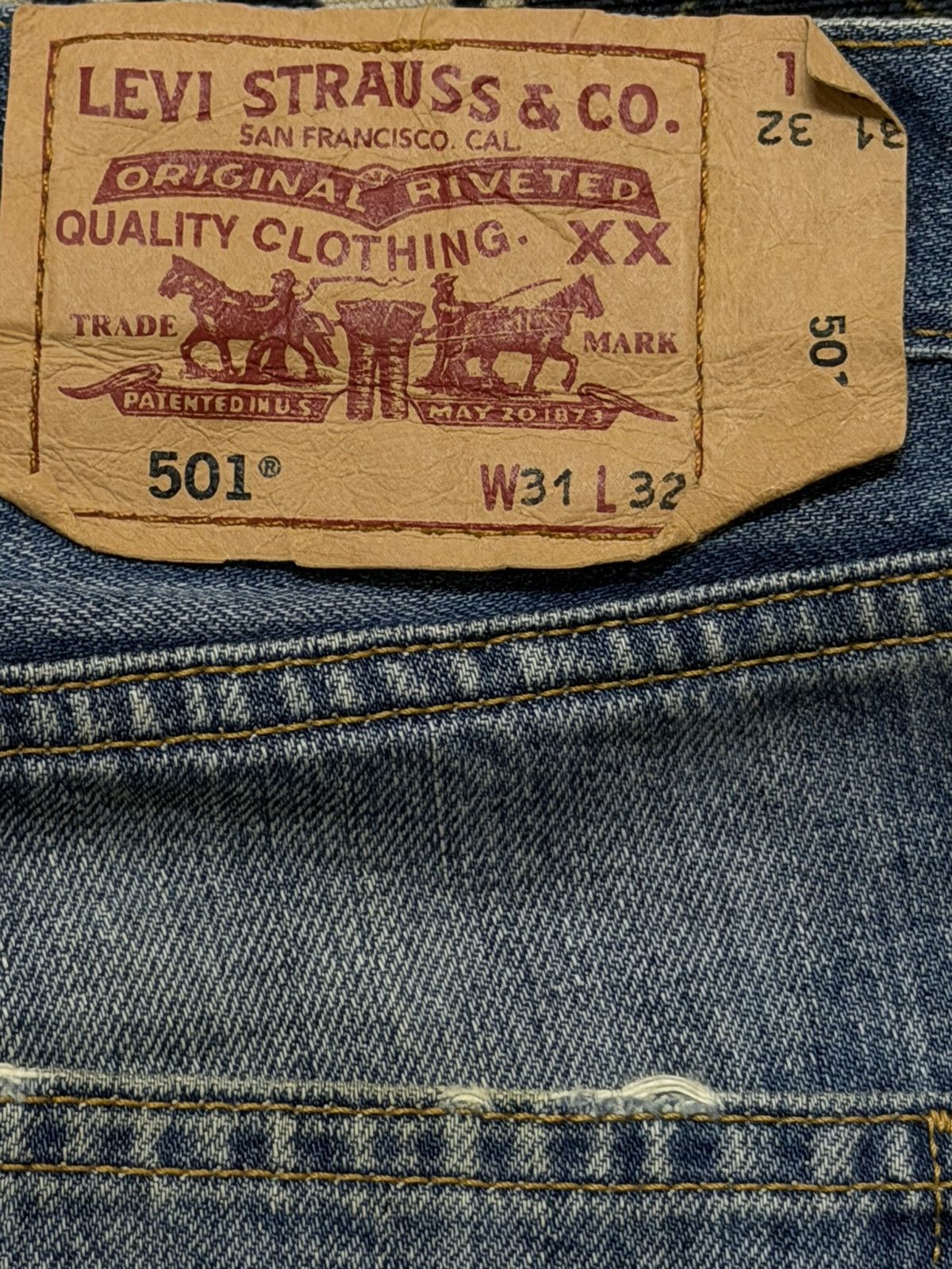 Levi's Vintage 90s Levis 501 Mud Wash Faded Distress Straight Loose Size US 32 / EU 48 - 6 Thumbnail
