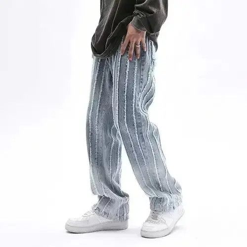 Jean Striped Baggy Flared Wide Leg Jeans y2k retro Size US 32 / EU 48 - 3 Thumbnail